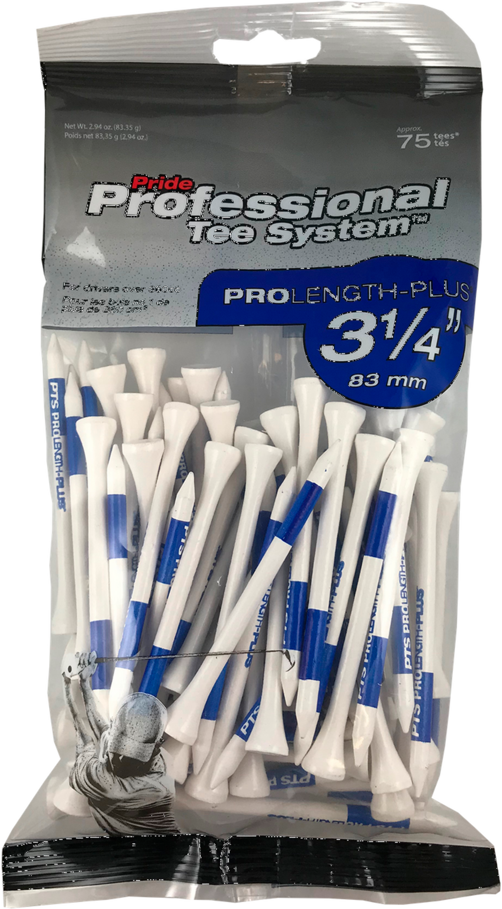 PRIDE GOLF TEE, Pride Pts Bl&aring; - 83 Mm (3 1/4) 75-pack