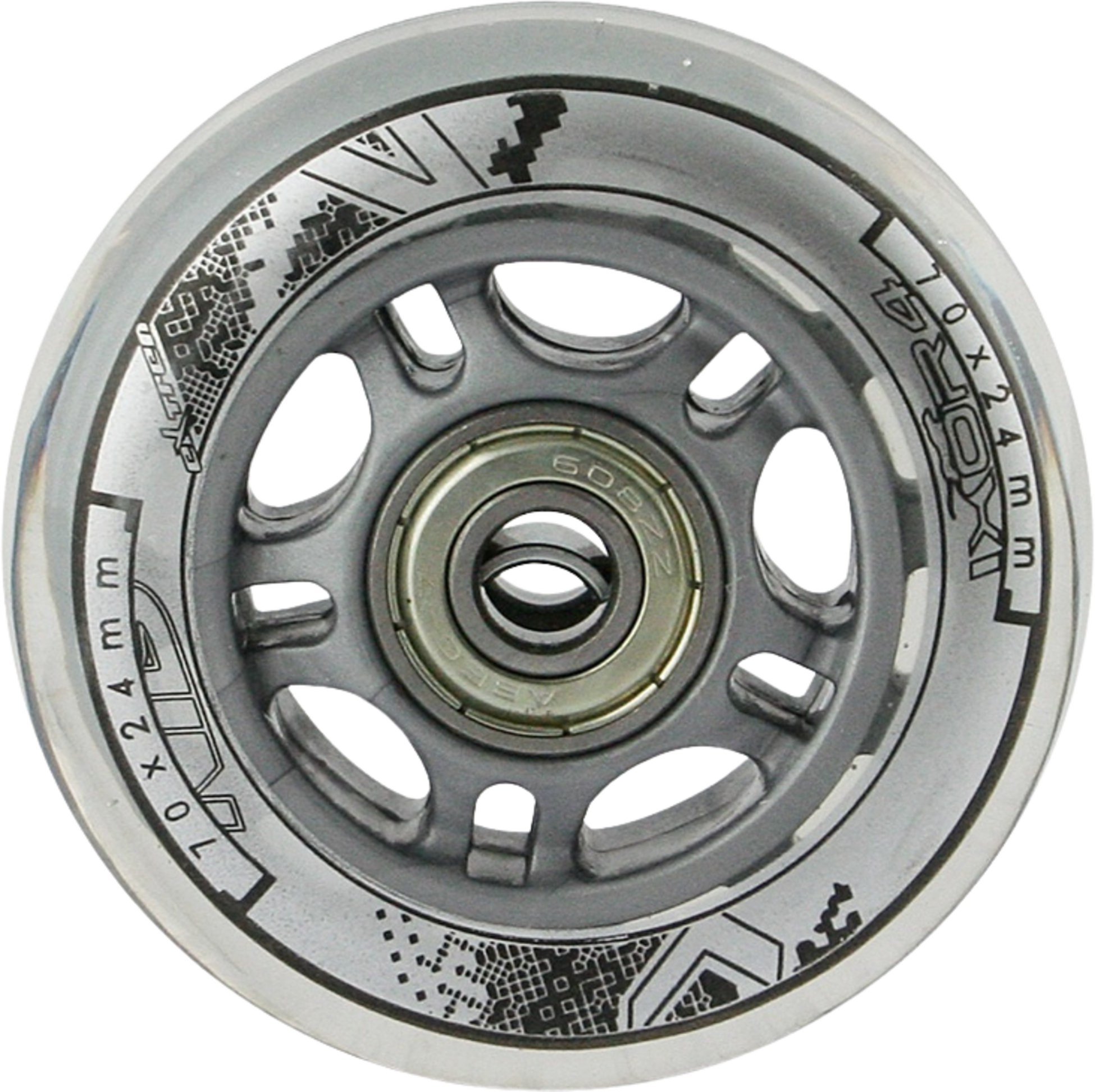 NORTHIX, Pu 70x24 82a Transparent Wheels (4) + Abec-7 Bearings (8) Set