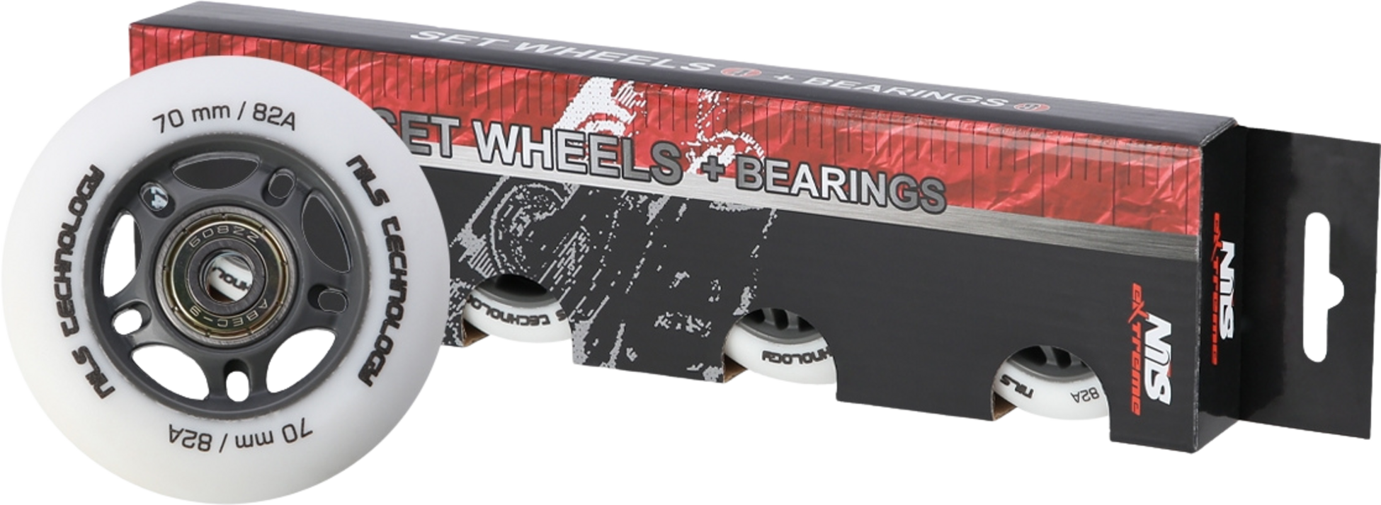 NORTHIX, Pu 70x24 82a White Wheels  Abec-9 Bearings Set