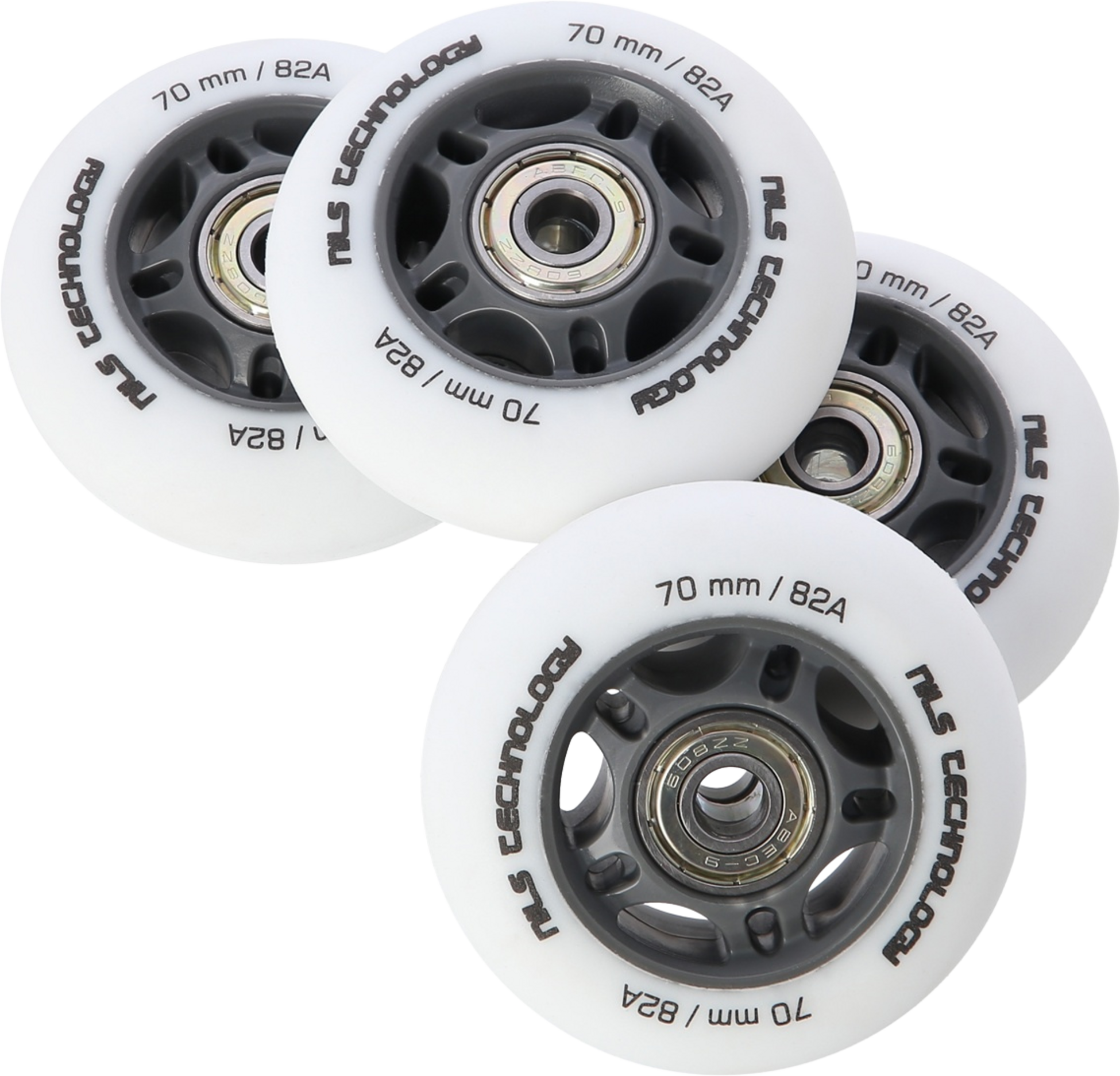 NORTHIX, Pu 70x24 82a White Wheels  Abec-9 Bearings Set