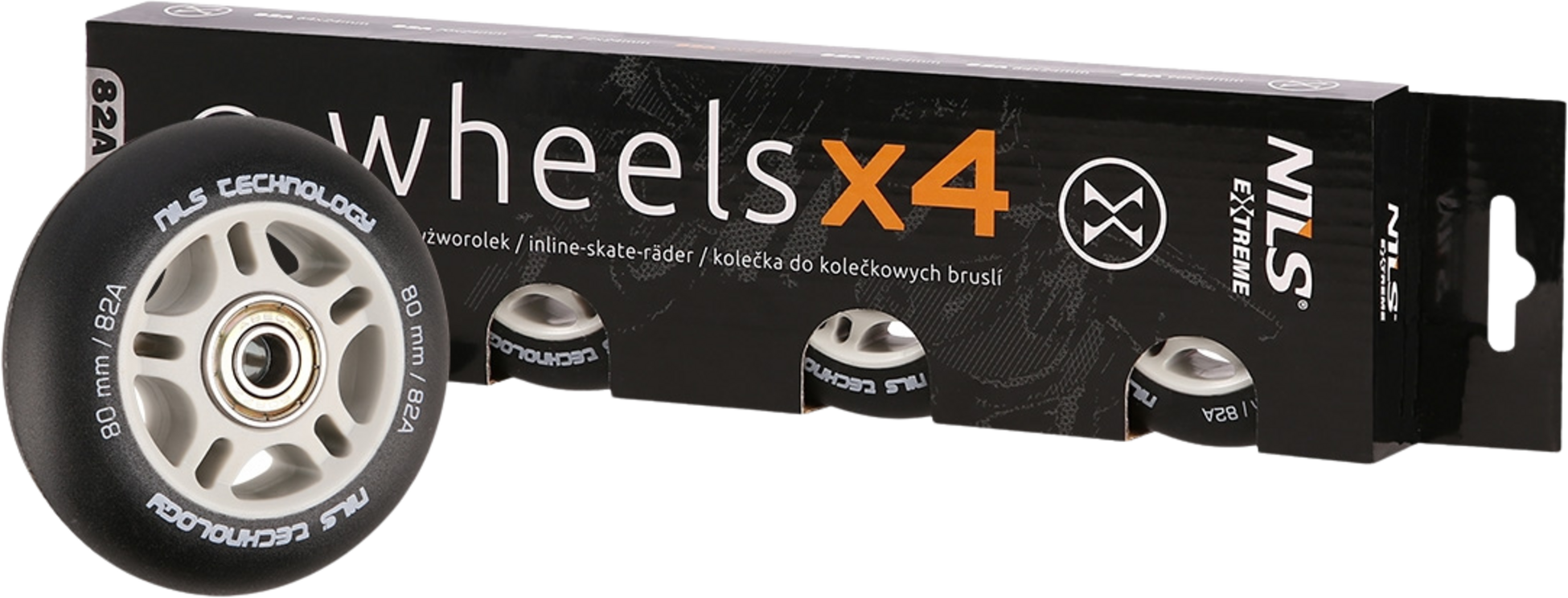 NORTHIX, Pu 80x24 Black Mat Wheels (4) + Abec-9 Bearings (8) Set