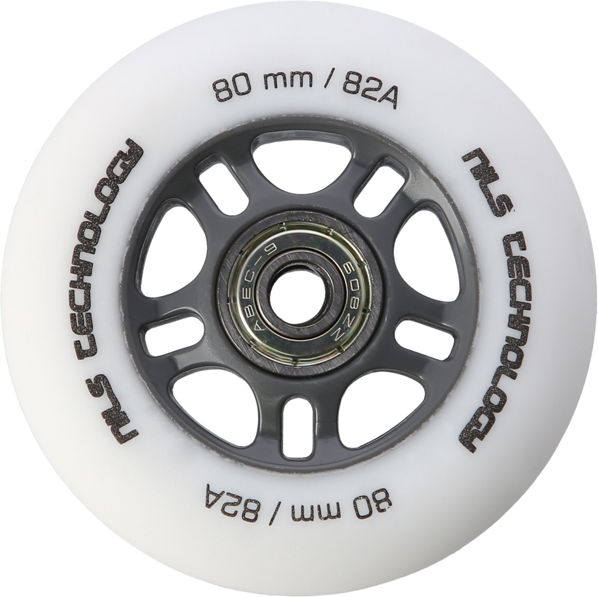NORTHIX, Pu 80x24 Wheels, White, 4 Pcs + Abec-9 Bearings, 8 Pcs Set