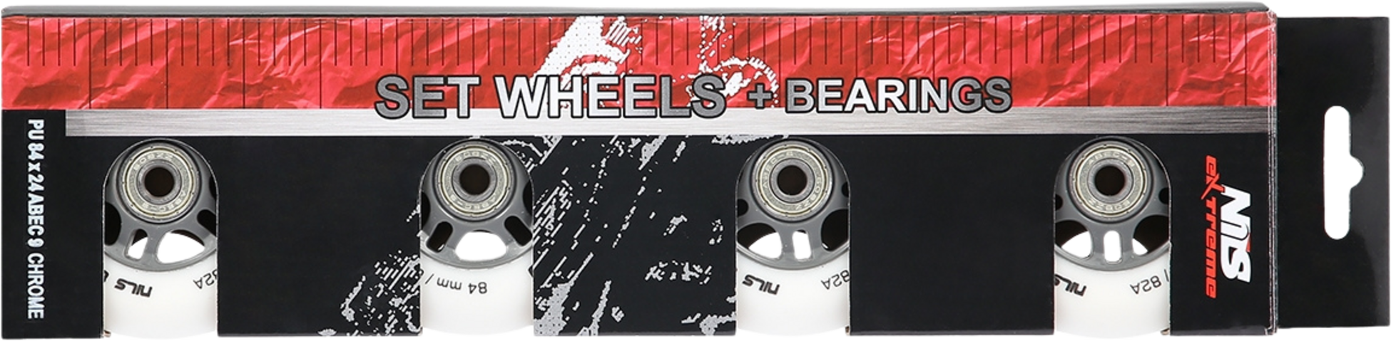 NORTHIX, Pu 84x24 82a White Wheels  Abec-9 Bearings Set