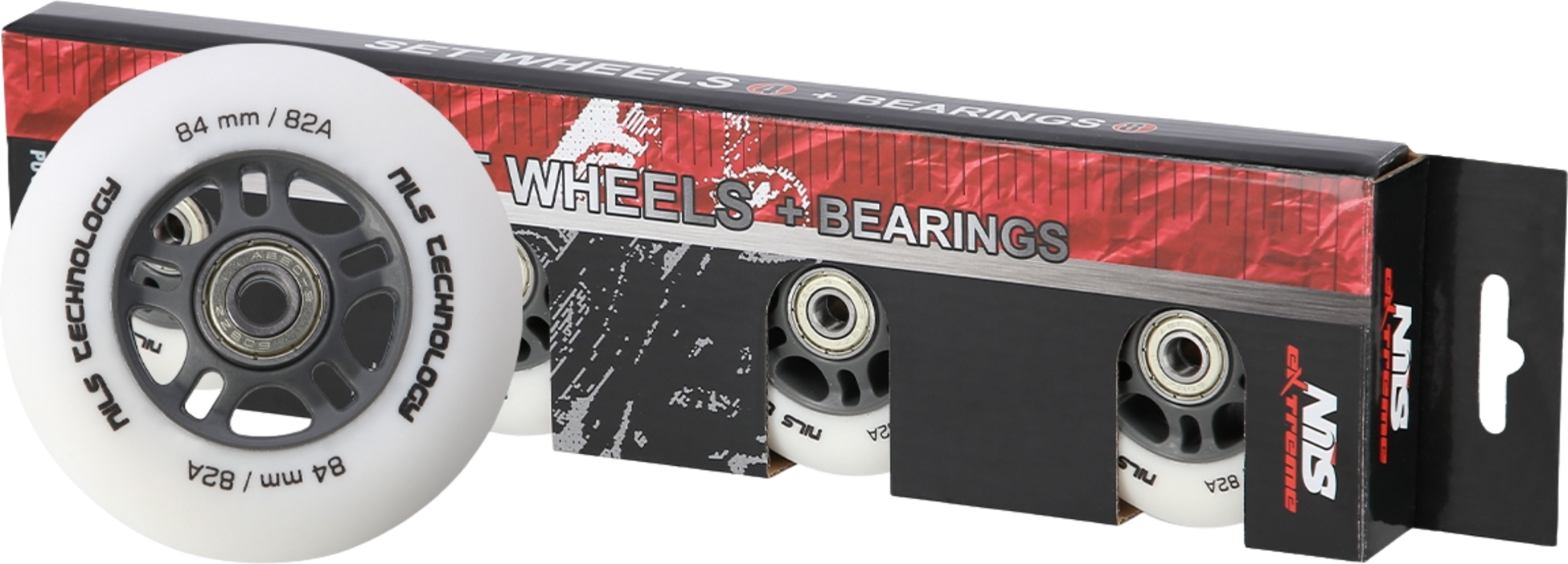 NORTHIX, Pu 84x24 82a White Wheels  Abec-9 Bearings Set