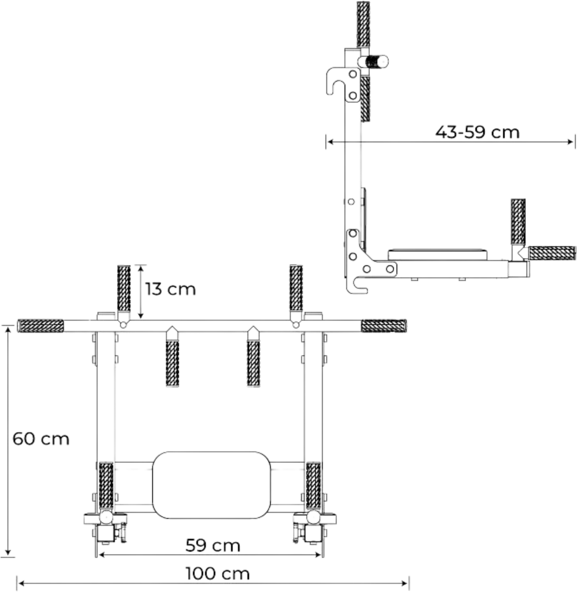 K-SPORT, Pull-up Bar + Dips Bar For Wall Mounting 2in1