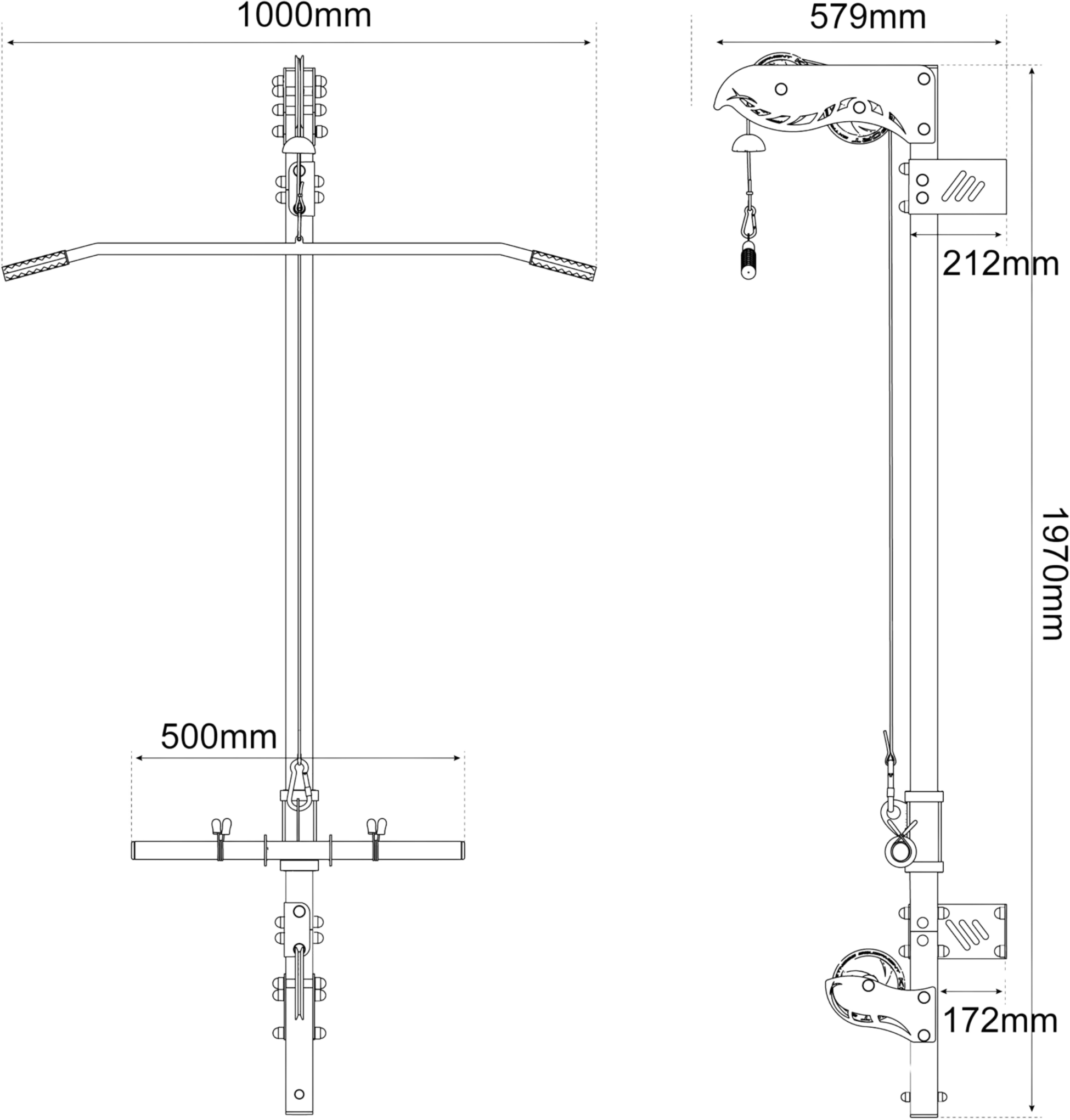 K-SPORT, Pulley: &Ouml;vre Och Nedre Kabeldragningstorn F&ouml;r V&auml;ggmontering