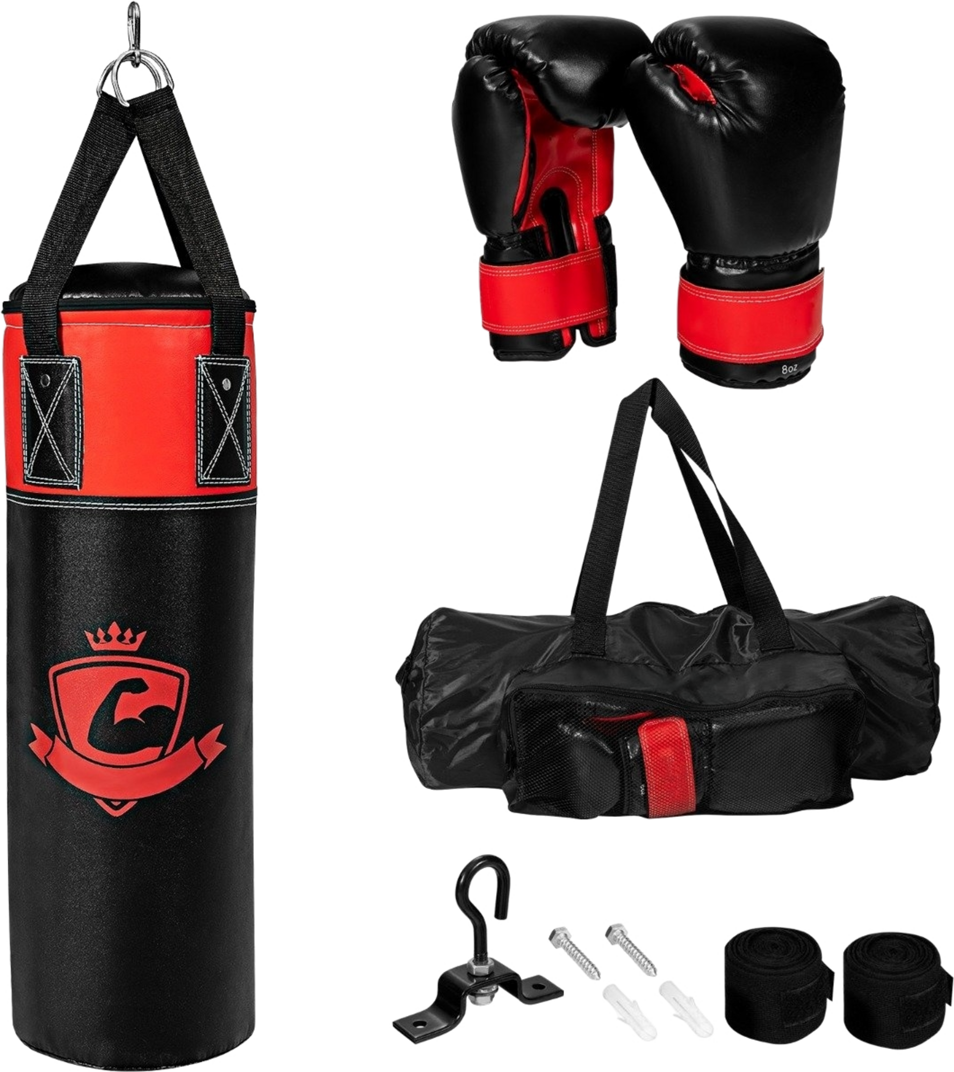 NORTHIX, Punching Bag Set With 8oz Boxing Gloves Hand Straps Bag Punching Bag For Children And Adults Black +