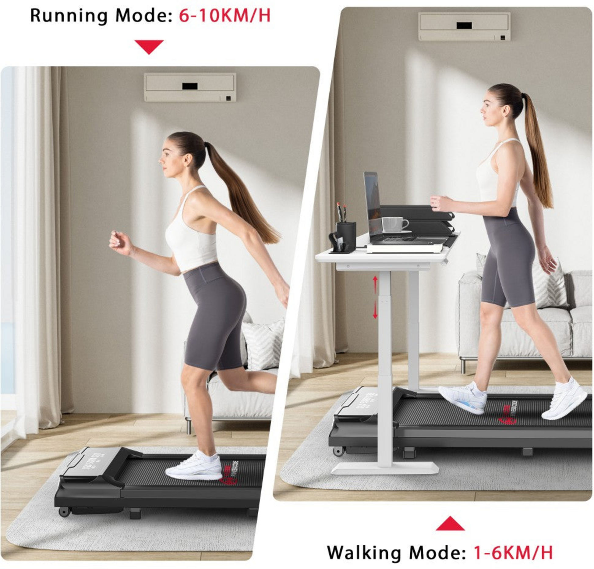 HOMEFITNESSCODE, Q2 Pro L&ouml;pband &ndash; Tyst , Kompakt F&ouml;r Hemmet, 1&ndash;10 Km/h