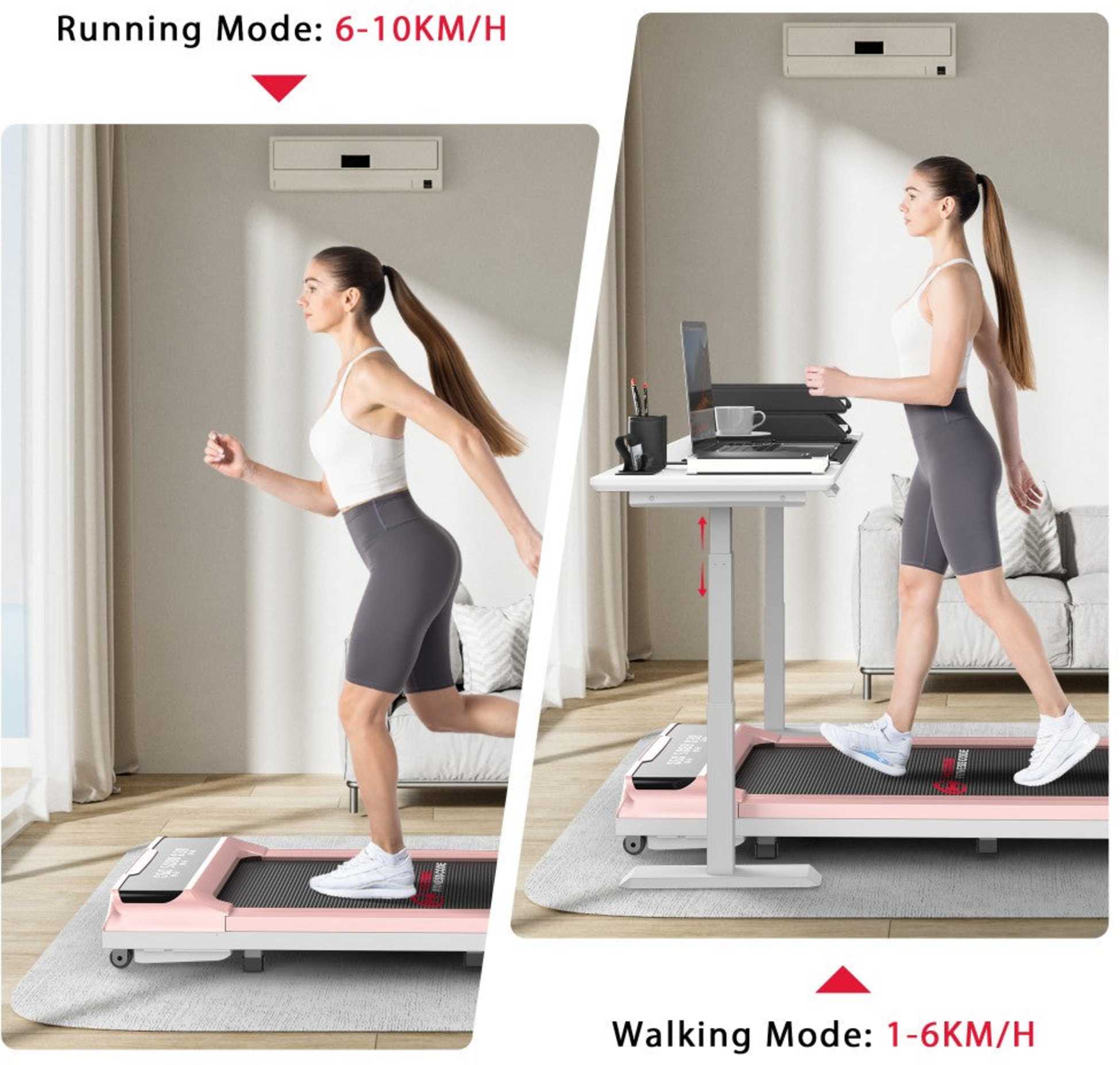 HOMEFITNESSCODE, Q2 Pro L&ouml;pband &ndash; Tyst , Kompakt F&ouml;r Hemmet, 1&ndash;10 Km/h