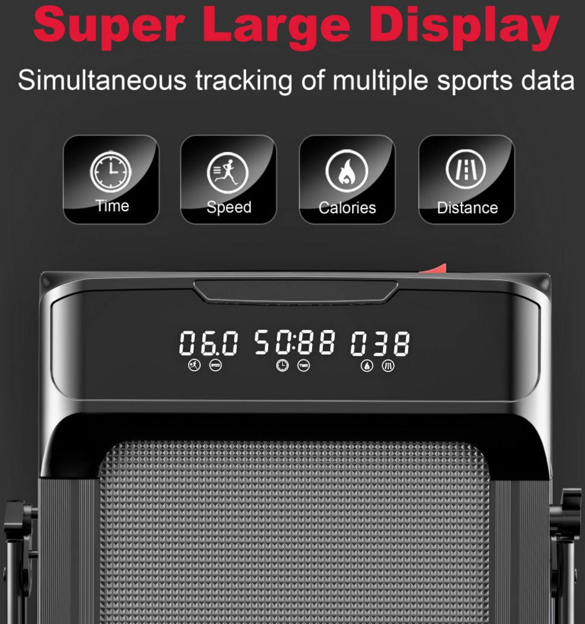 HOMEFITNESSCODE, Q2 Pro L&ouml;pband Med R&auml;cke &ndash; 2,5hk Motor, 10 Km/h, Led-display