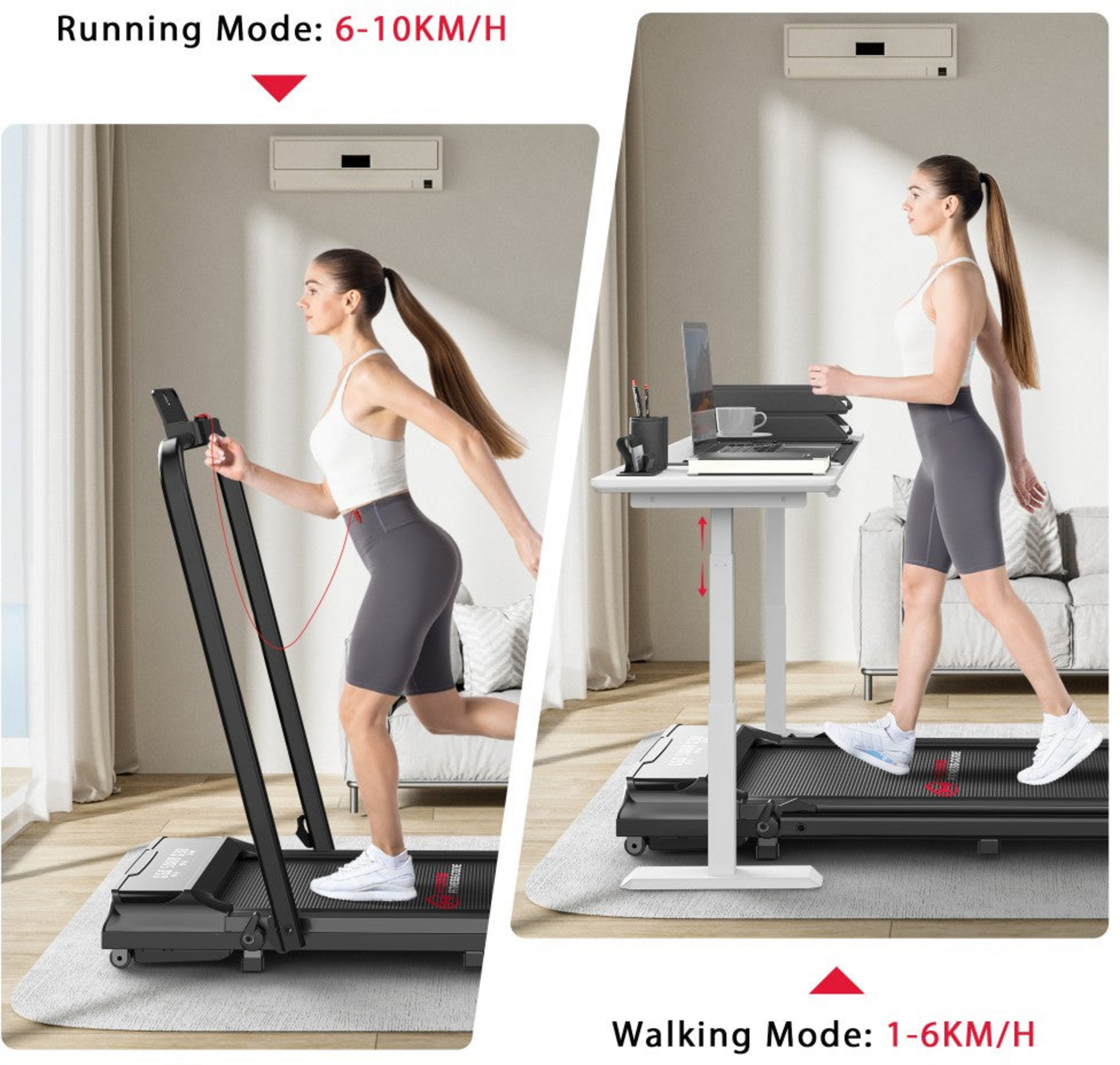 HOMEFITNESSCODE, Q2 Pro L&ouml;pband Med R&auml;cke &ndash; 2,5hk Motor, 10 Km/h, Led-display