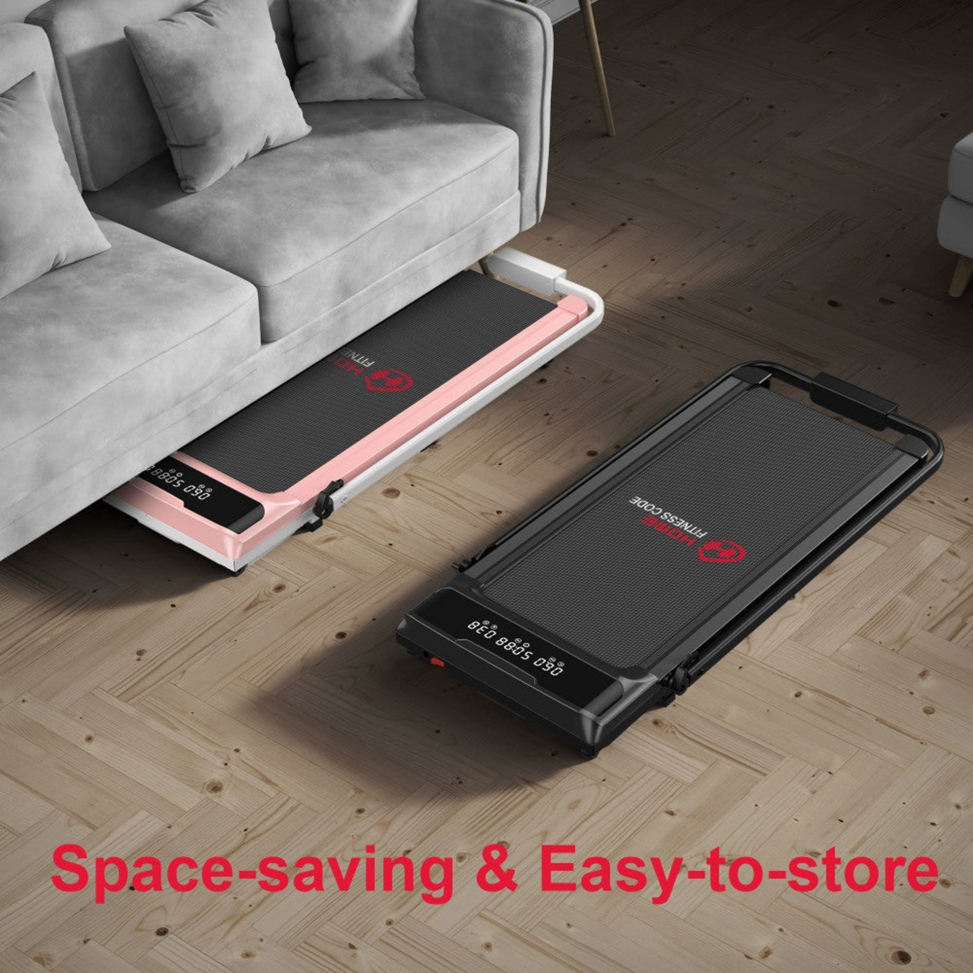 HOMEFITNESSCODE, Q2 Pro L&ouml;pband Med R&auml;cke &ndash; 2,5hk Motor, 10 Km/h, Led-display