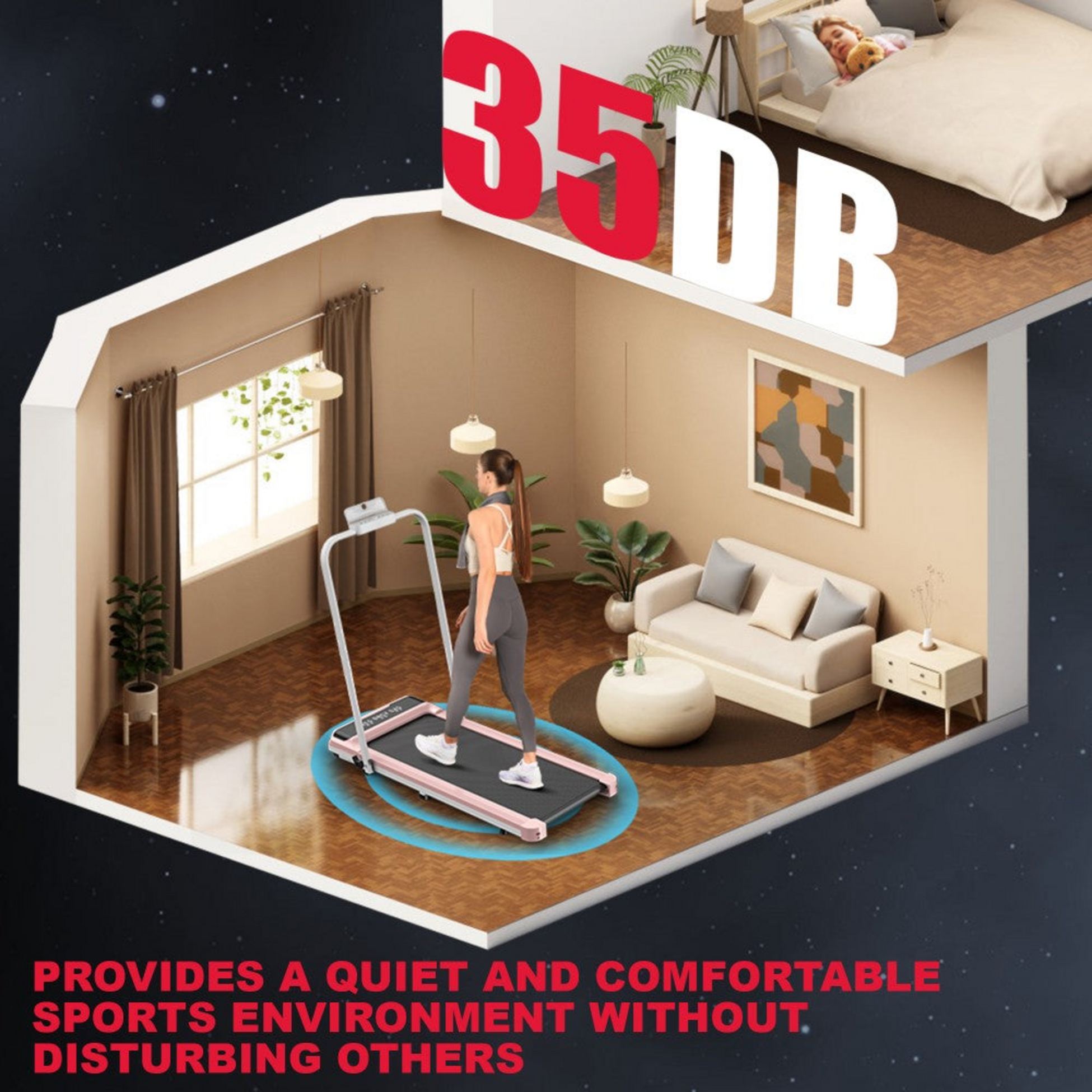 HOMEFITNESSCODE, Q2 Pro Löpband Med Räcke – 2,5hk Motor, 10 Km/h, Led-display