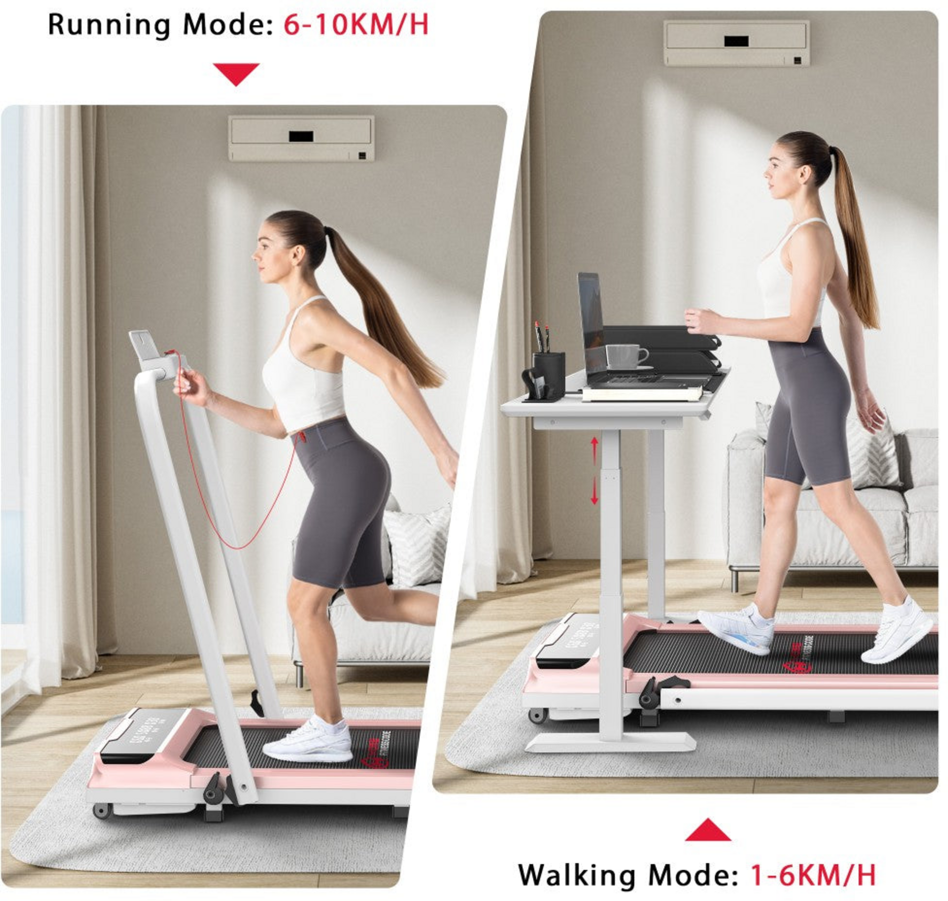 HOMEFITNESSCODE, Q2 Pro Löpband Med Räcke – 2,5hk Motor, 10 Km/h, Led-display