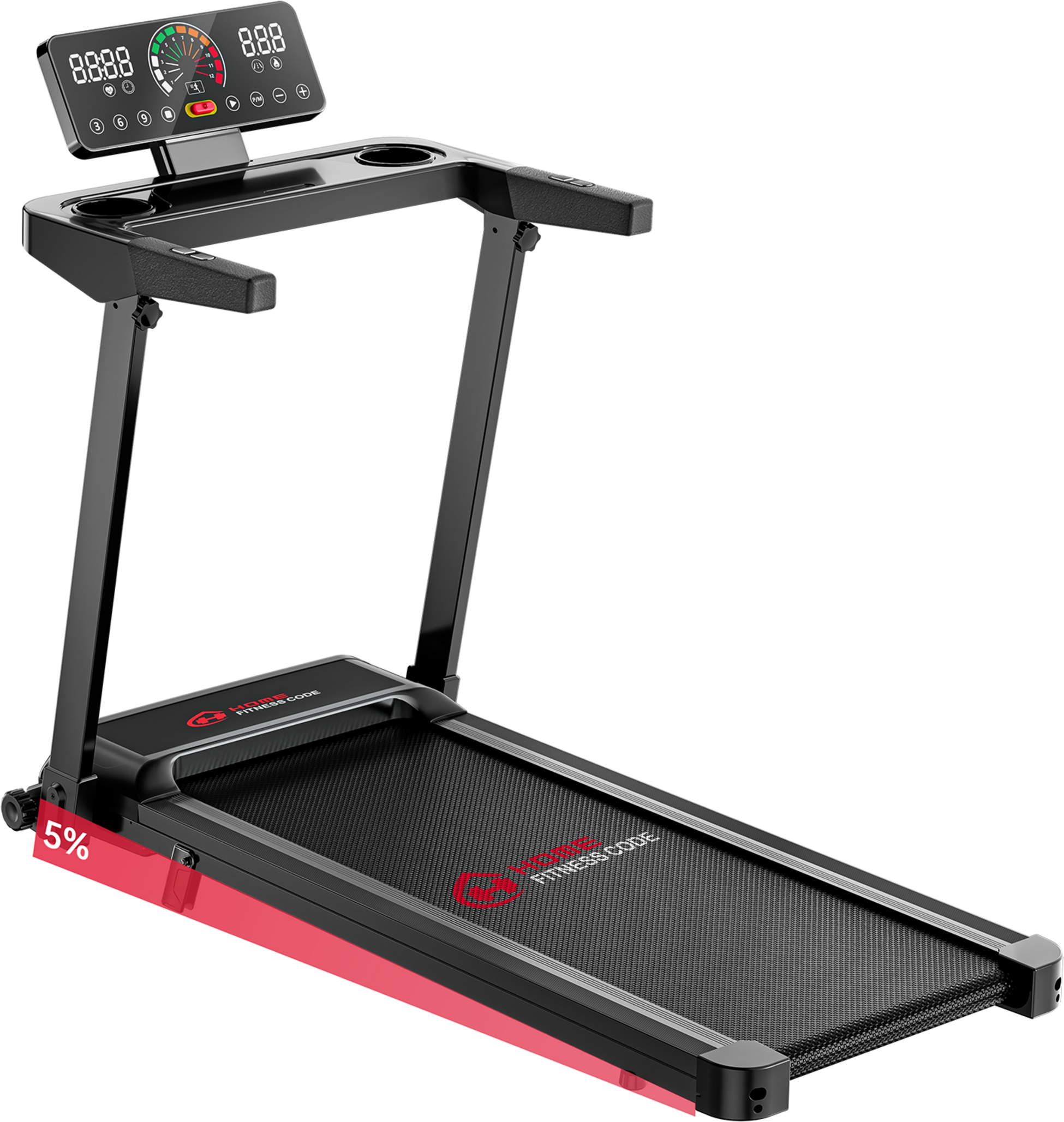 HOMEFITNESSCODE, Q8 Folding Treadmill 1&ndash;12km/h, 3.0hp, 5% Incline, 12 Programs