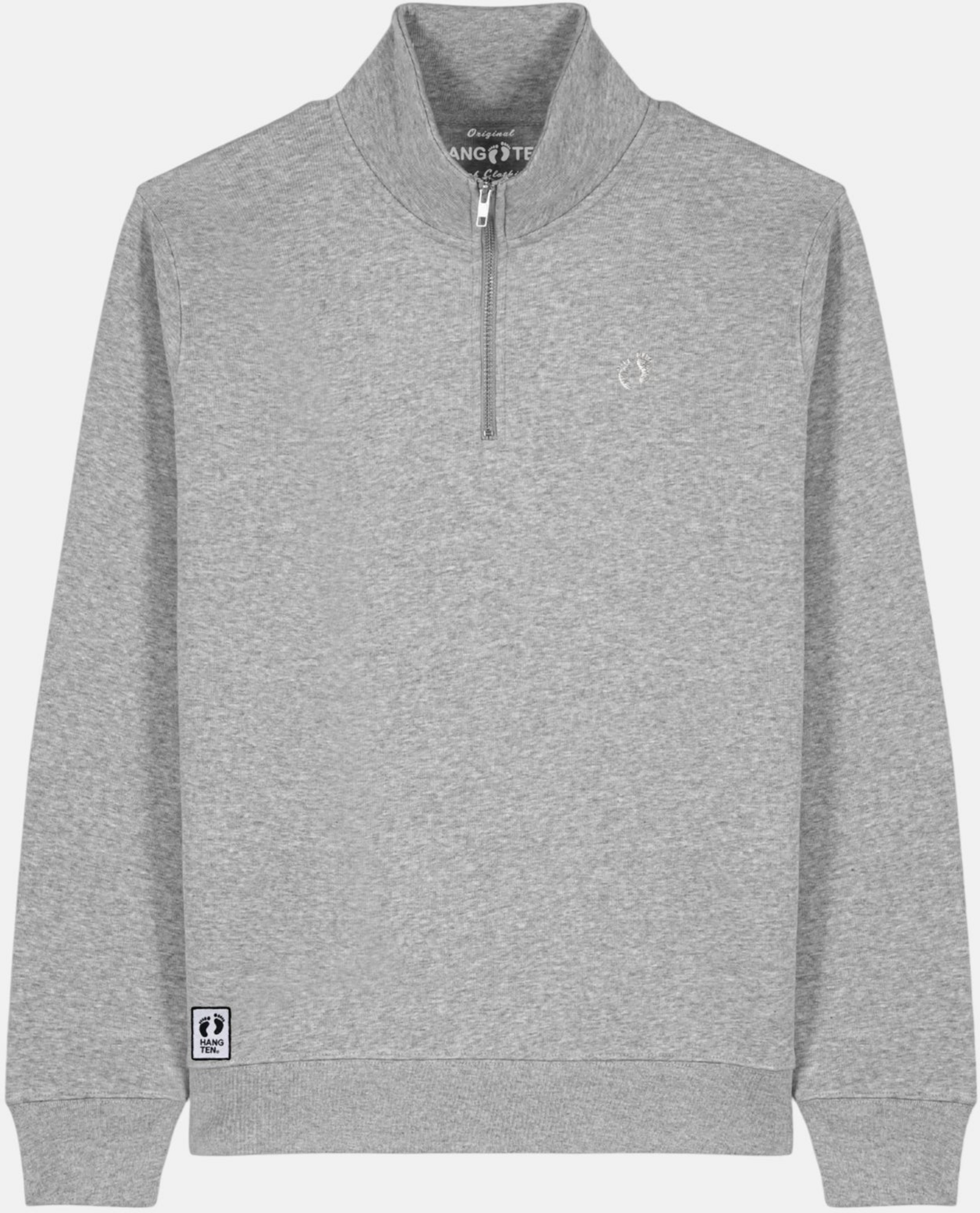 HANG TEN, Quarter Zip Sweatshirt - Heather Grey