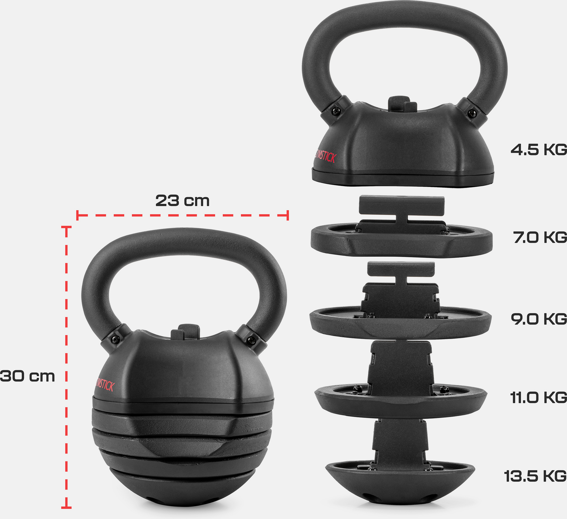 GYMSTICK, Quick-lock Kettlebell 13,5kg