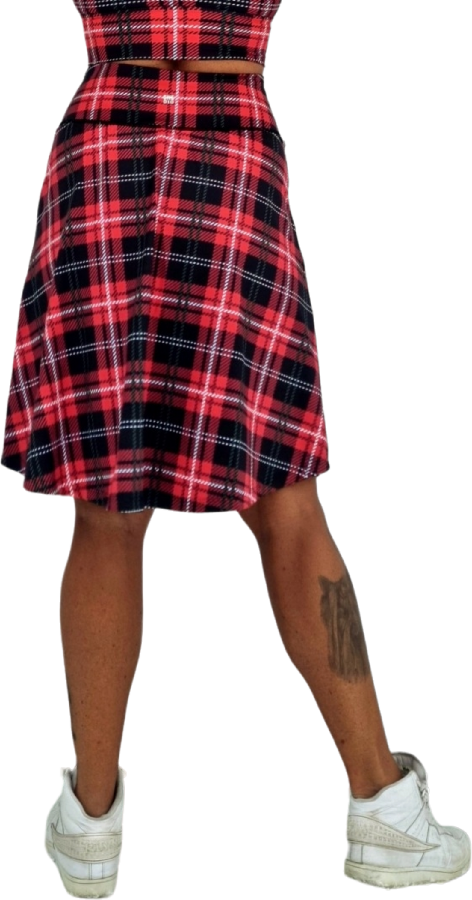 SHE DID, Röd Rutig Lång Byxkjol Med Fickor
