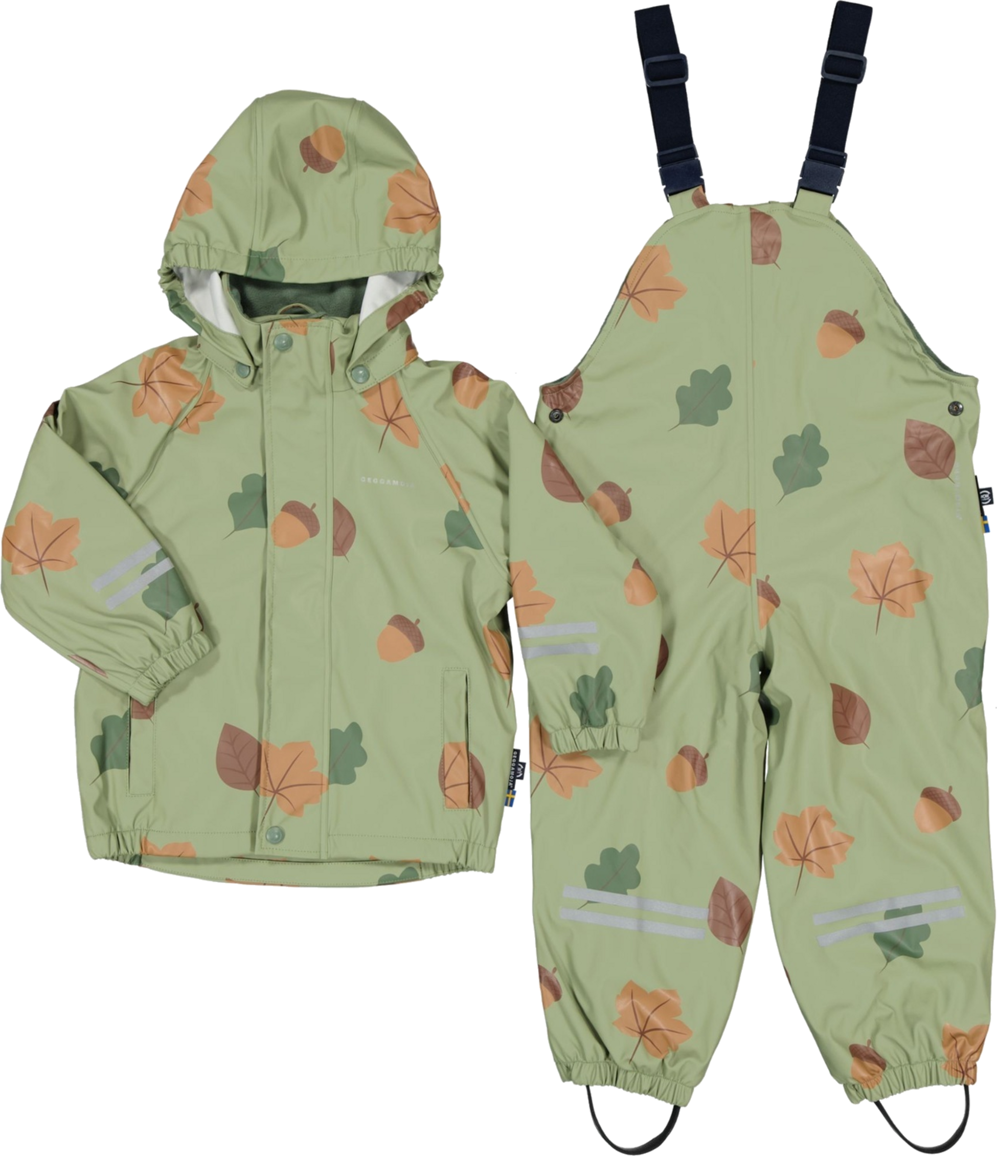 GEGGAMOJA, Rain Set Fleece Green Leaves