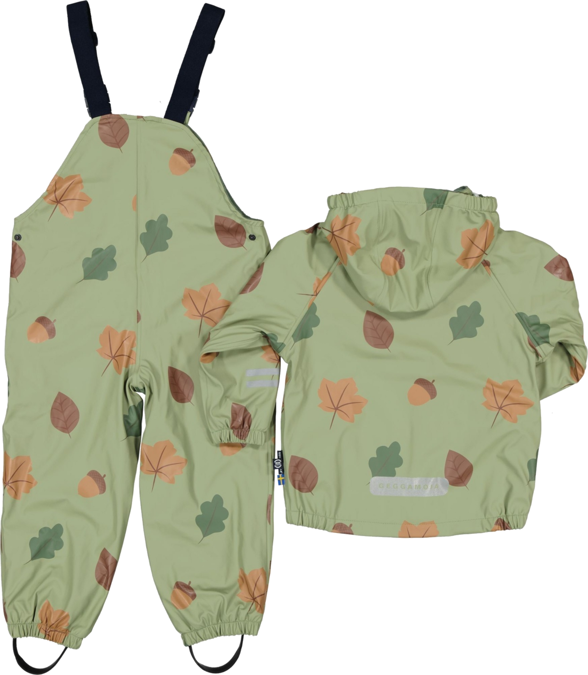 GEGGAMOJA, Rain Set Fleece Green Leaves
