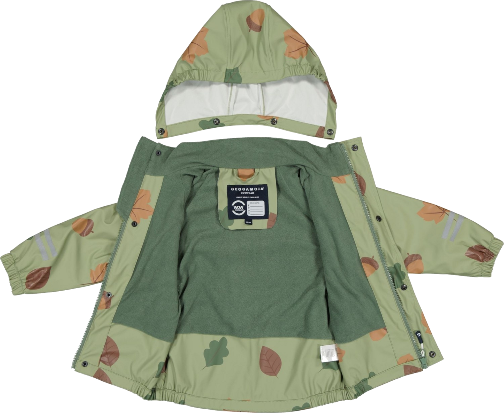 GEGGAMOJA, Rain Set Fleece Green Leaves