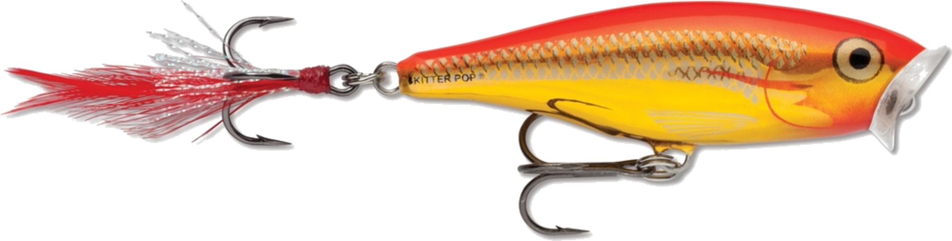 RAPALA, Rapala Skitter Pop 5cm - Steel Gold Flourecent Red