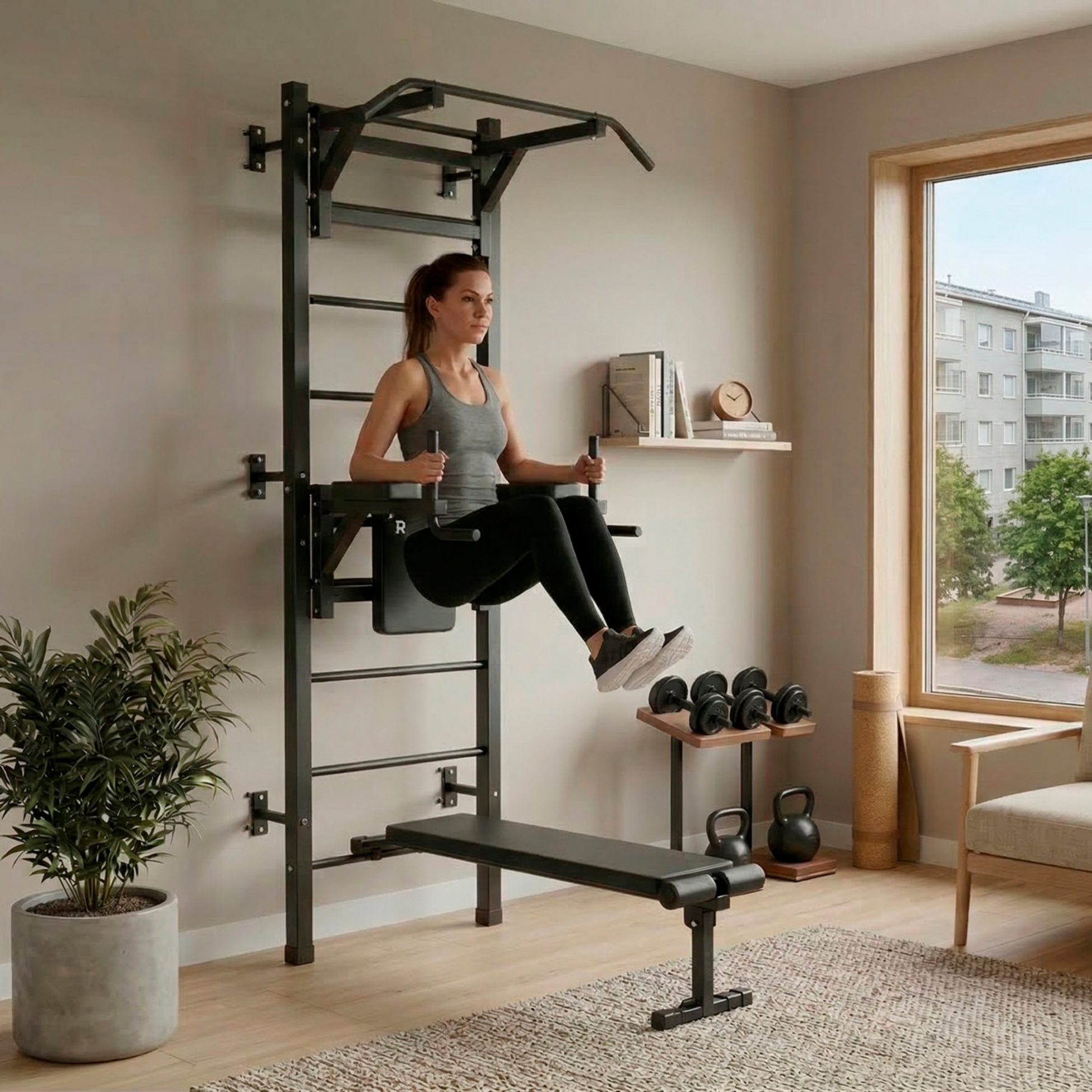 REACT, React Wall Bar/fitness Tower Metallic Black
