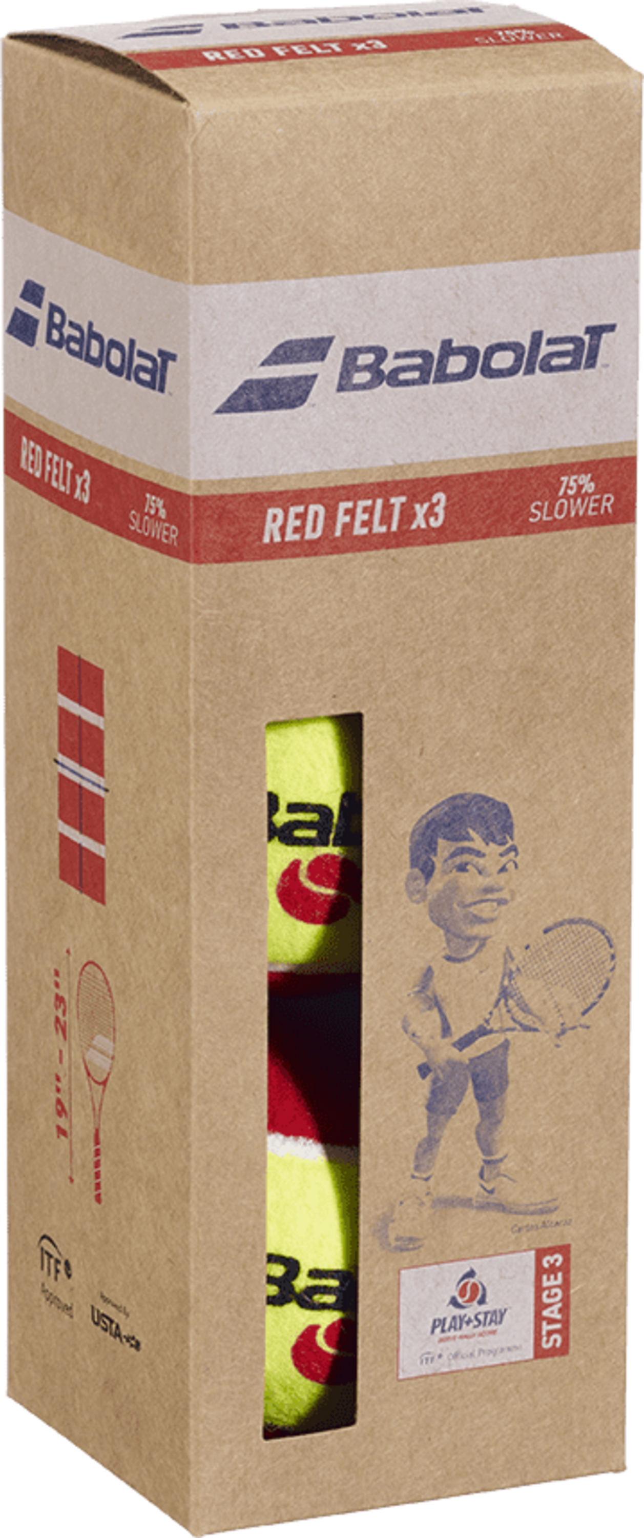 BABOLAT, Red Felt 3-pack