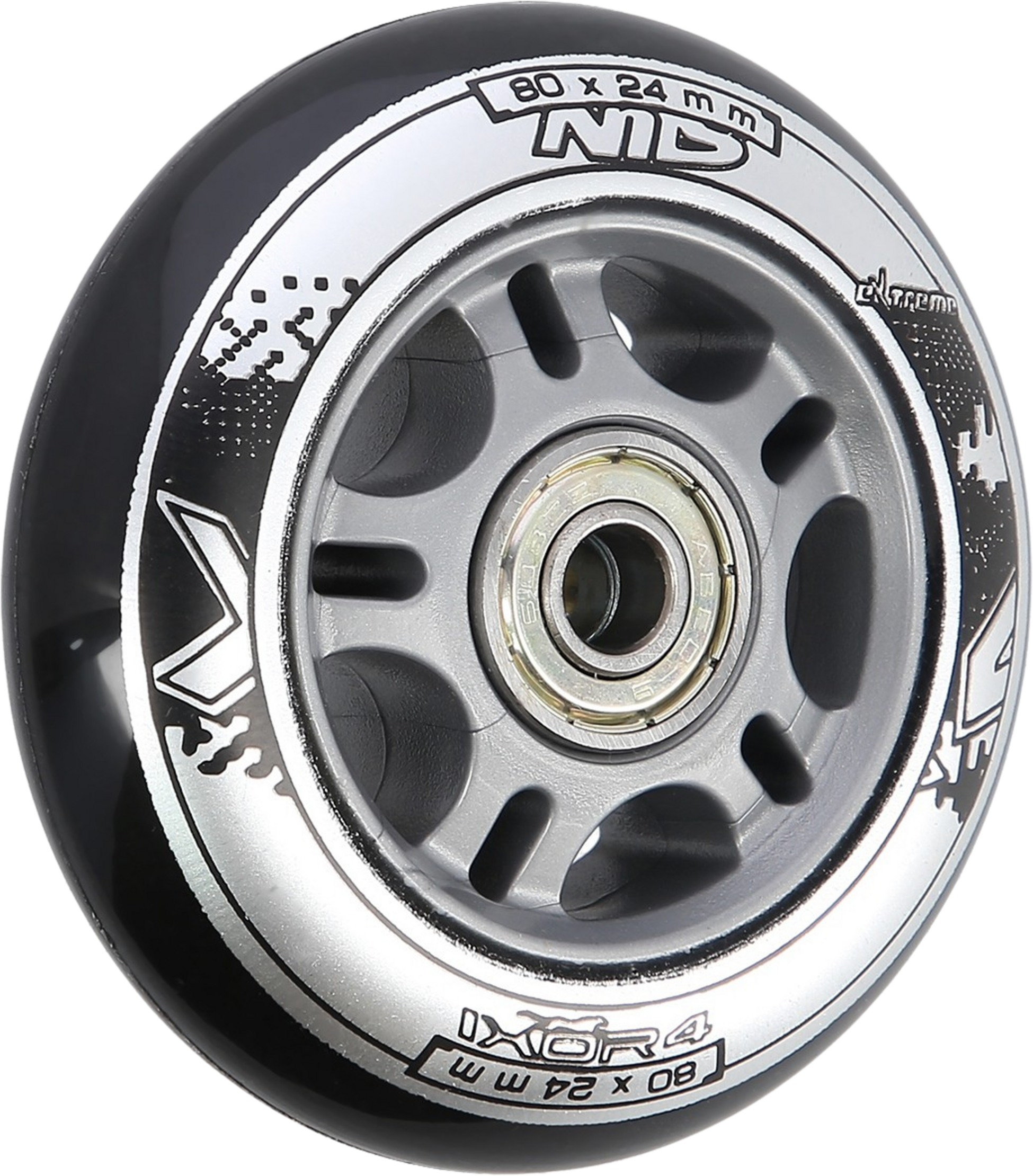 NORTHIX, Roller Skate Wheels 80x24mm Black, Abec-9 Bearings Set