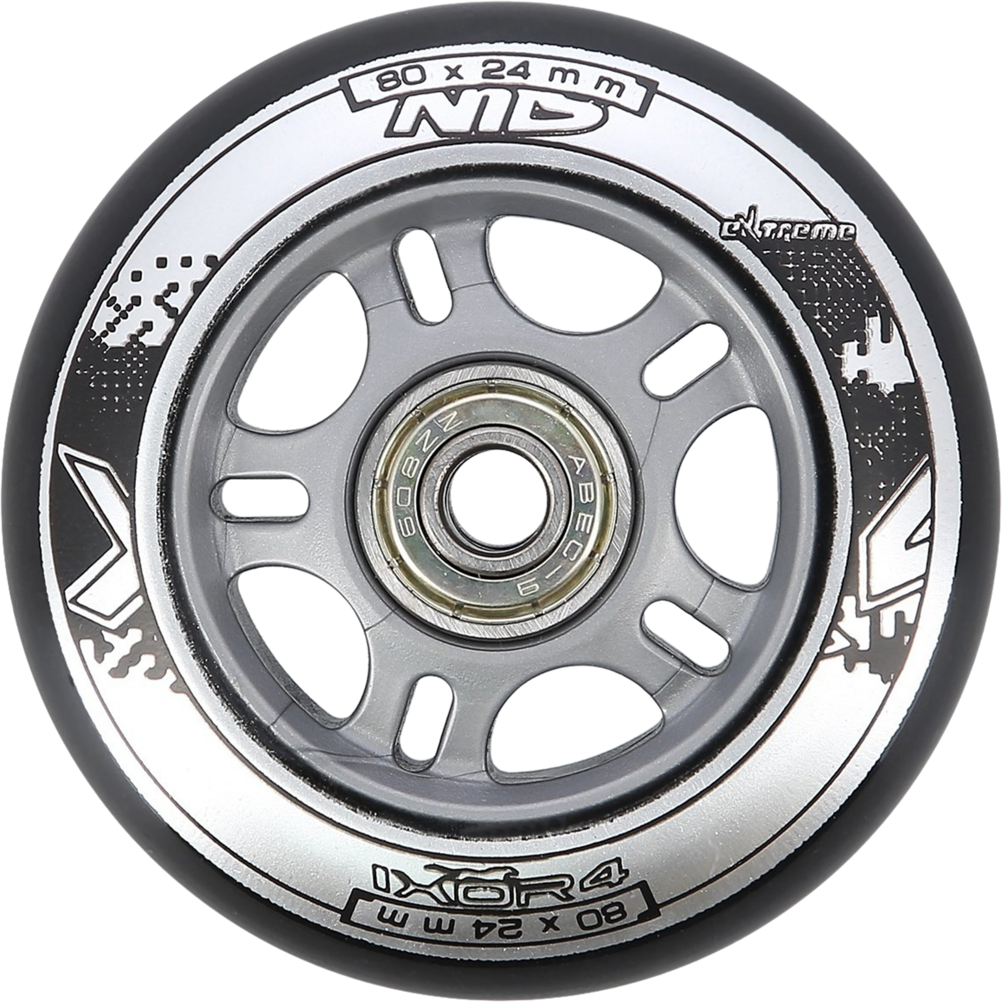 NORTHIX, Roller Skate Wheels 80x24mm Black, Abec-9 Bearings Set