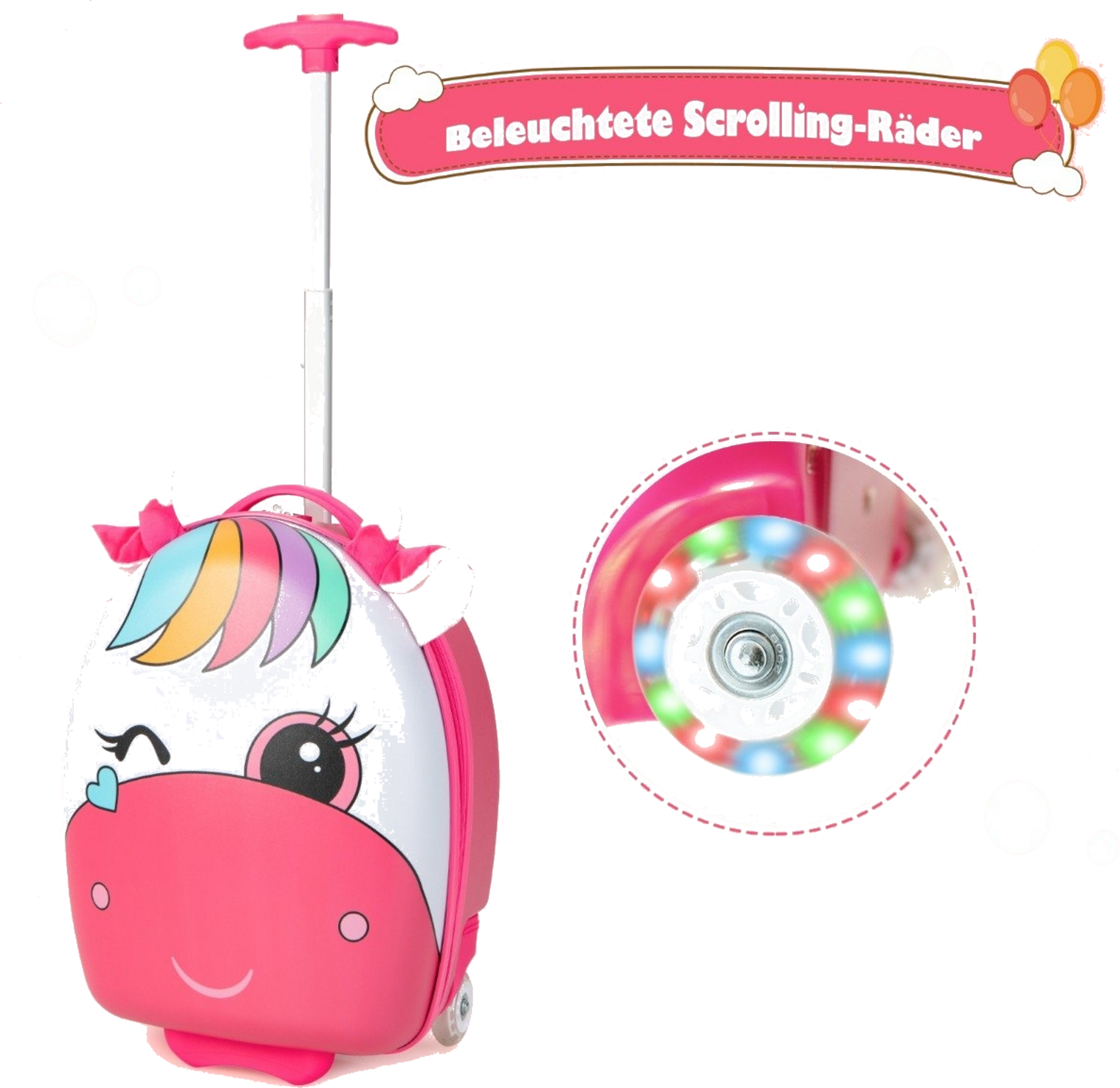 NORTHIX, Rolling Suitcase Hard Shell Hand Luggage For Children 33 X 22 X 45 Cm Pink