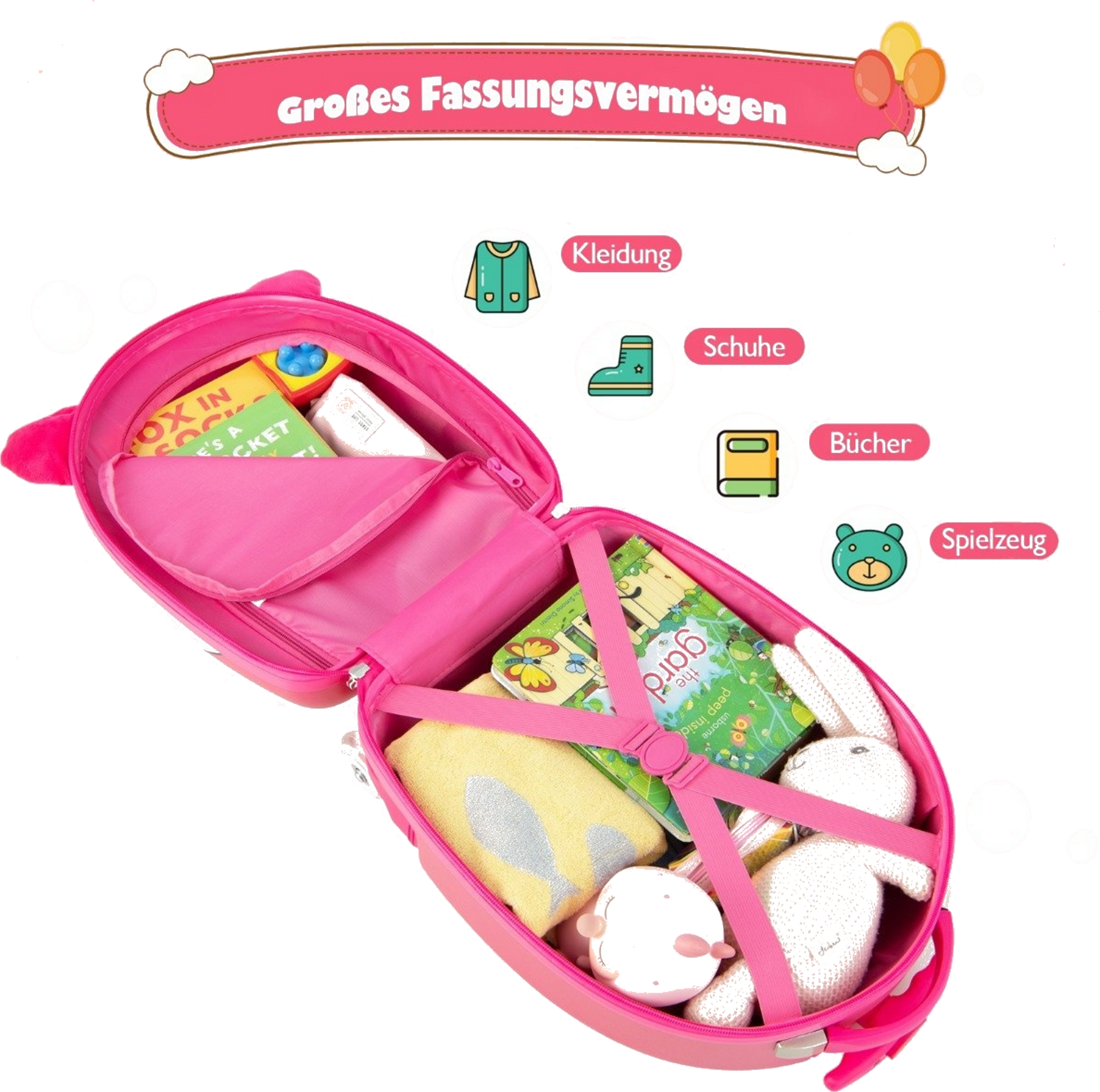 NORTHIX, Rolling Suitcase Hard Shell Hand Luggage For Children 33 X 22 X 45 Cm Pink