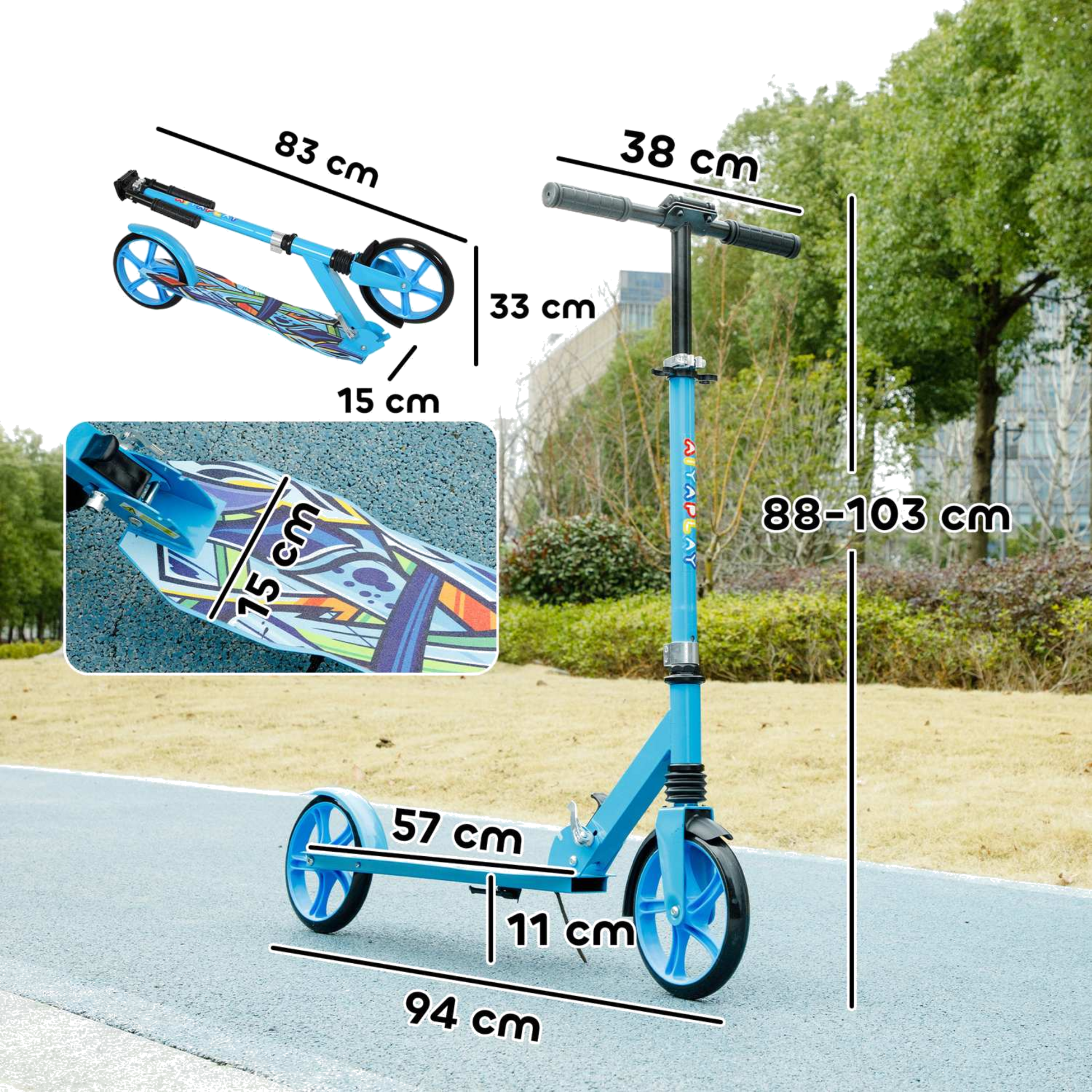 NORTHIX, Scooter Children's Foldable Children's Scooter With Adjustable Handlebar Height, 2 Large Wheels, Rea