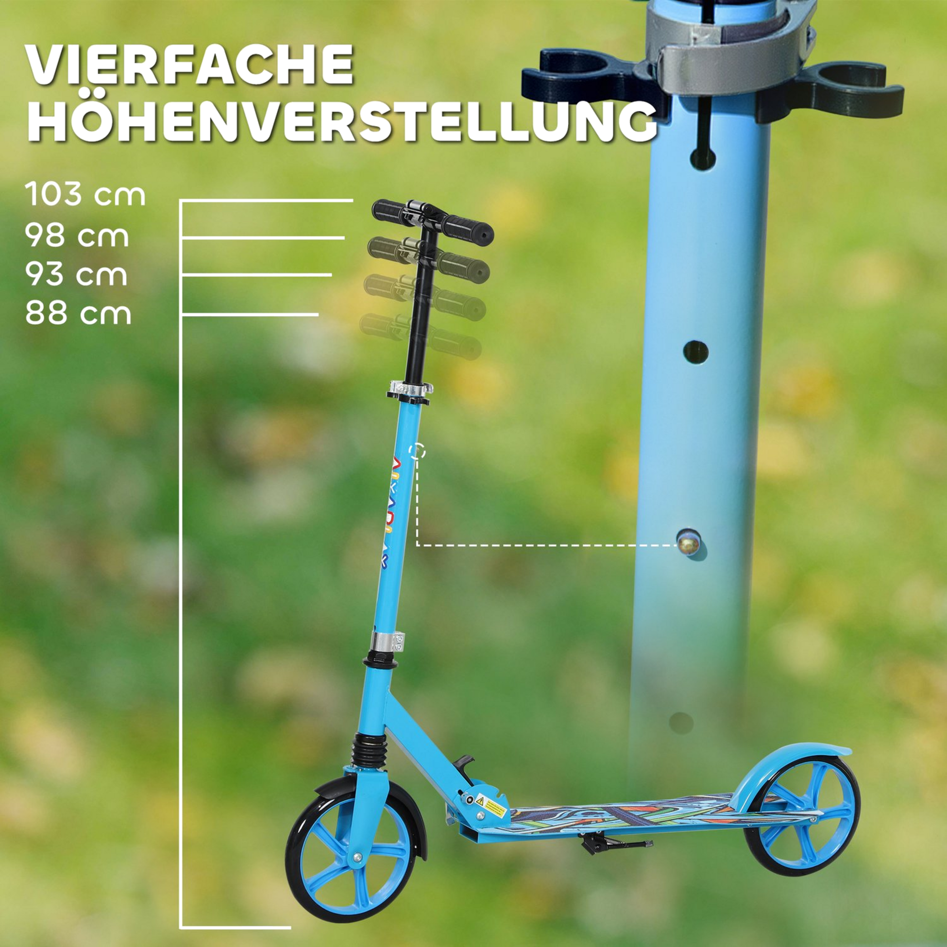 NORTHIX, Scooter Children's Foldable Children's Scooter With Adjustable Handlebar Height, 2 Large Wheels, Rea