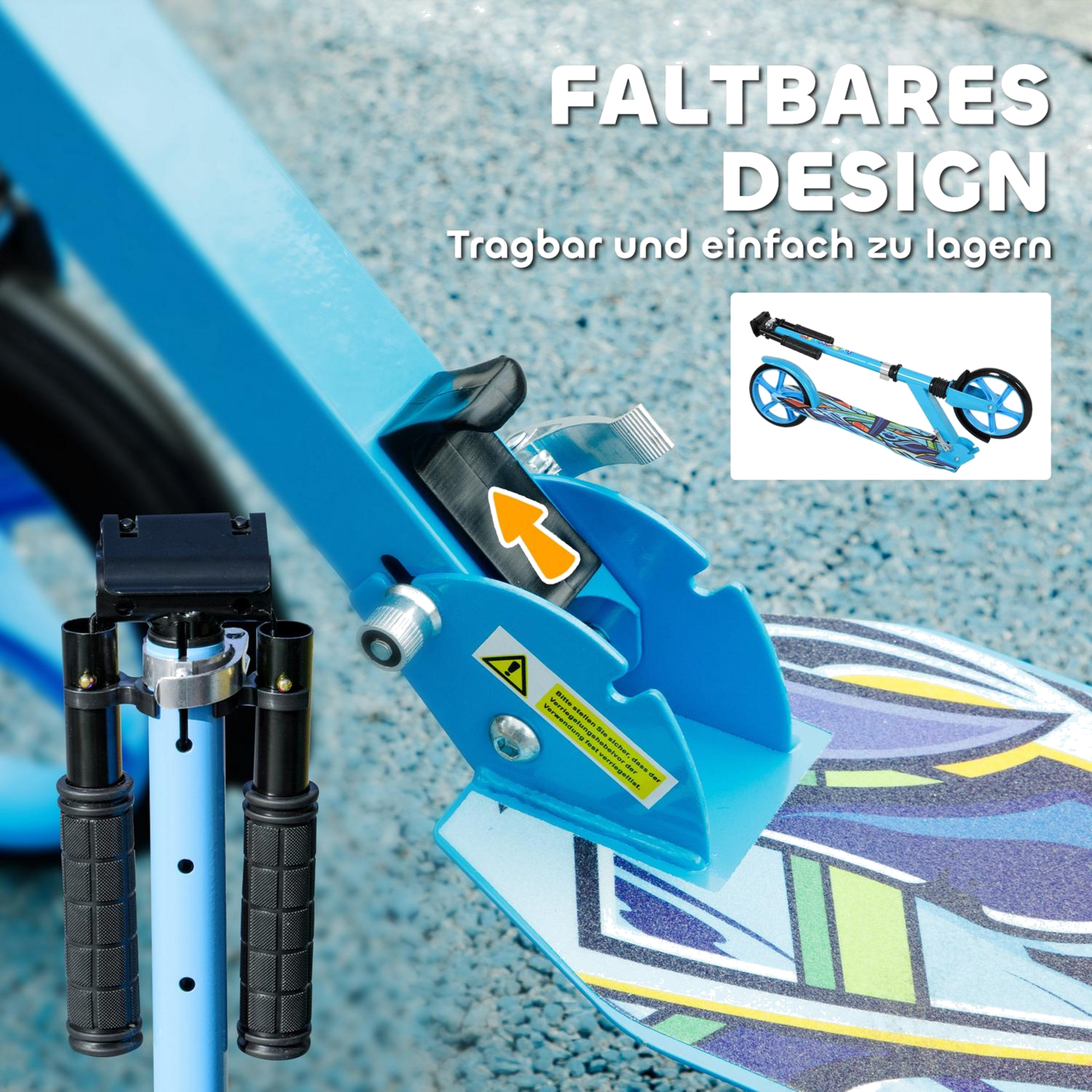 NORTHIX, Scooter Children's Foldable Children's Scooter With Adjustable Handlebar Height, 2 Large Wheels, Rea