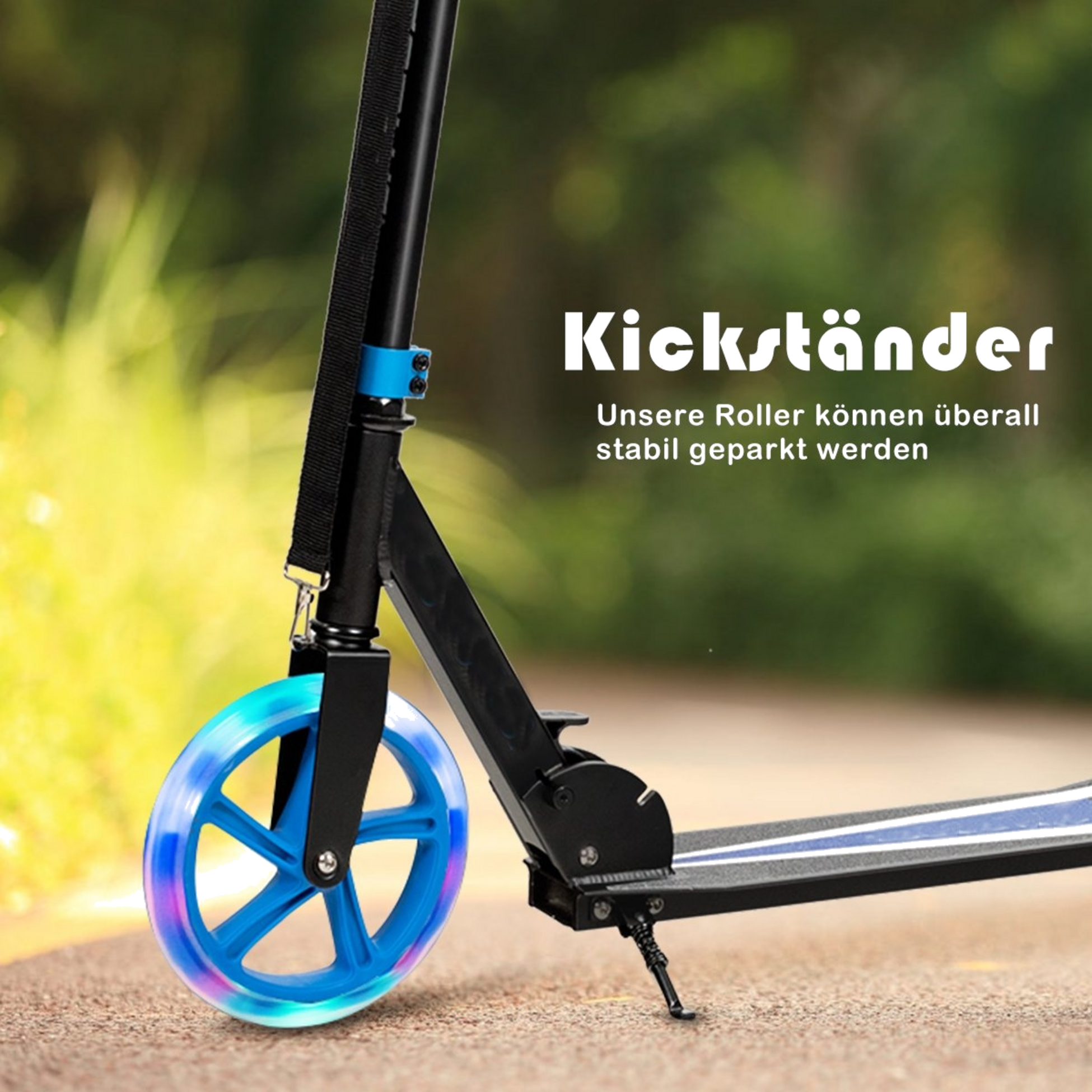 NORTHIX, Scooter Hopfällbar Sparkscooter Höjdjusterbar 100 Kg Lastkapacitet Sparkscooter Med 2 Led-hjul Blå