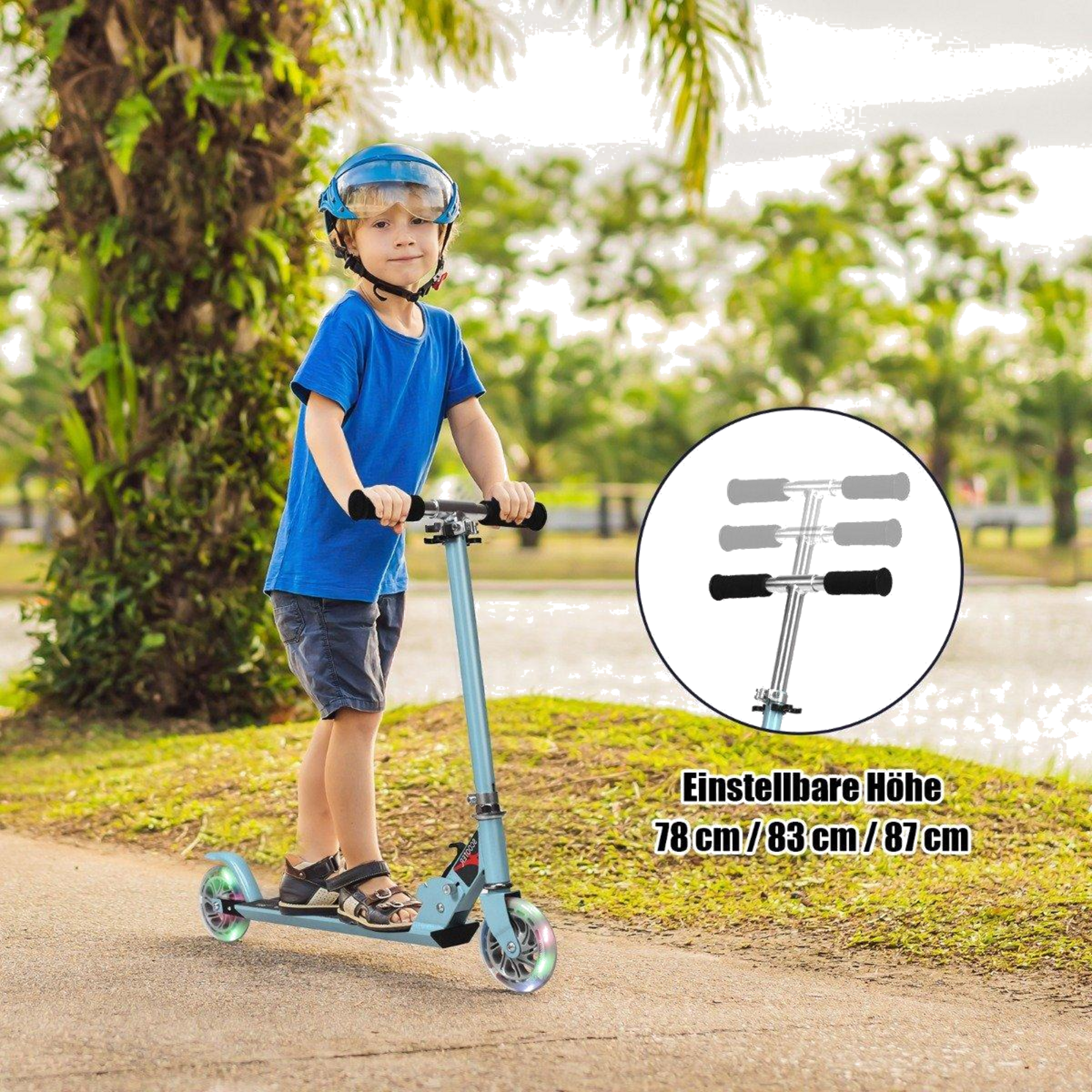 NORTHIX, Scooter Kick Scooter Height Adjustable Children's Scooter Foldable Kick Scooter With 2 Wheels Blue