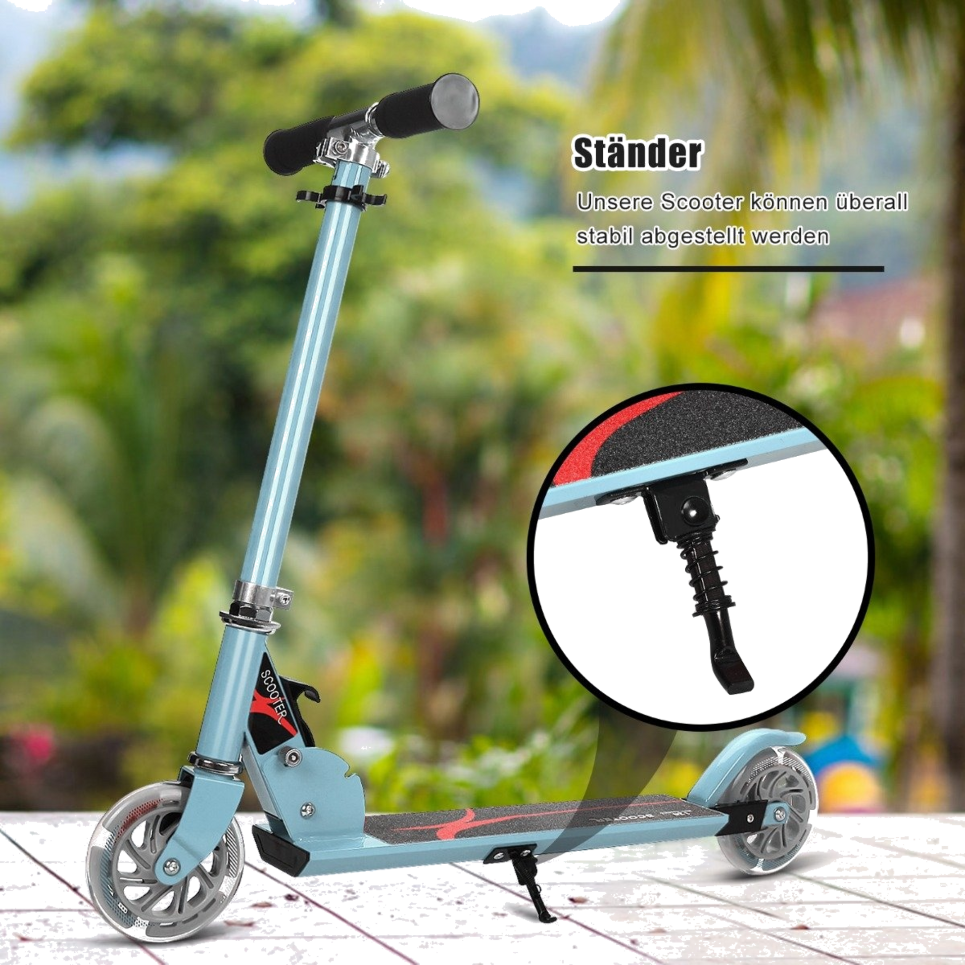 NORTHIX, Scooter Kick Scooter Height Adjustable Children's Scooter Foldable Kick Scooter With 2 Wheels Blue