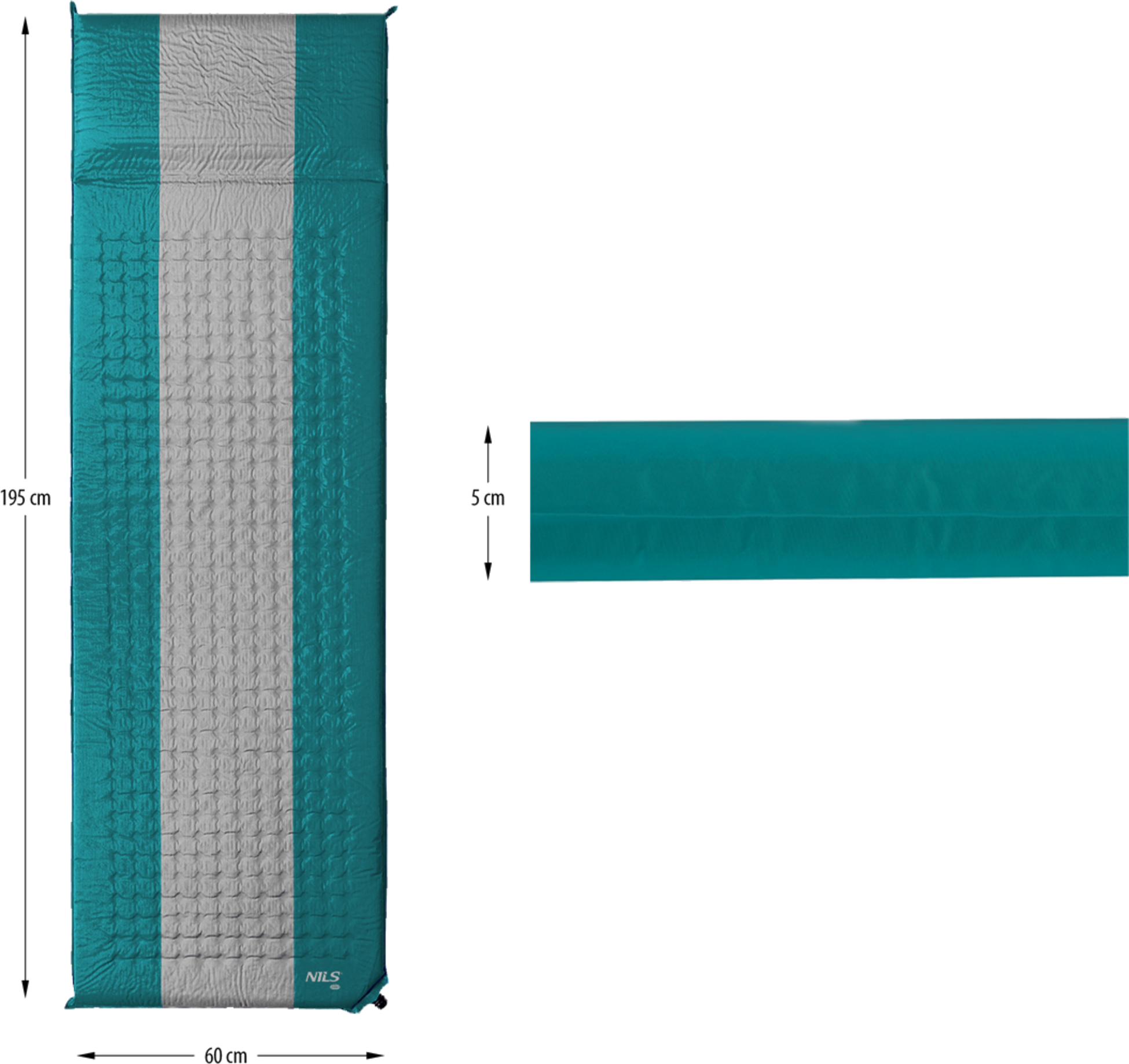 NORTHIX, Self-inflating Camping Mat, Blue-gray, Compact Size