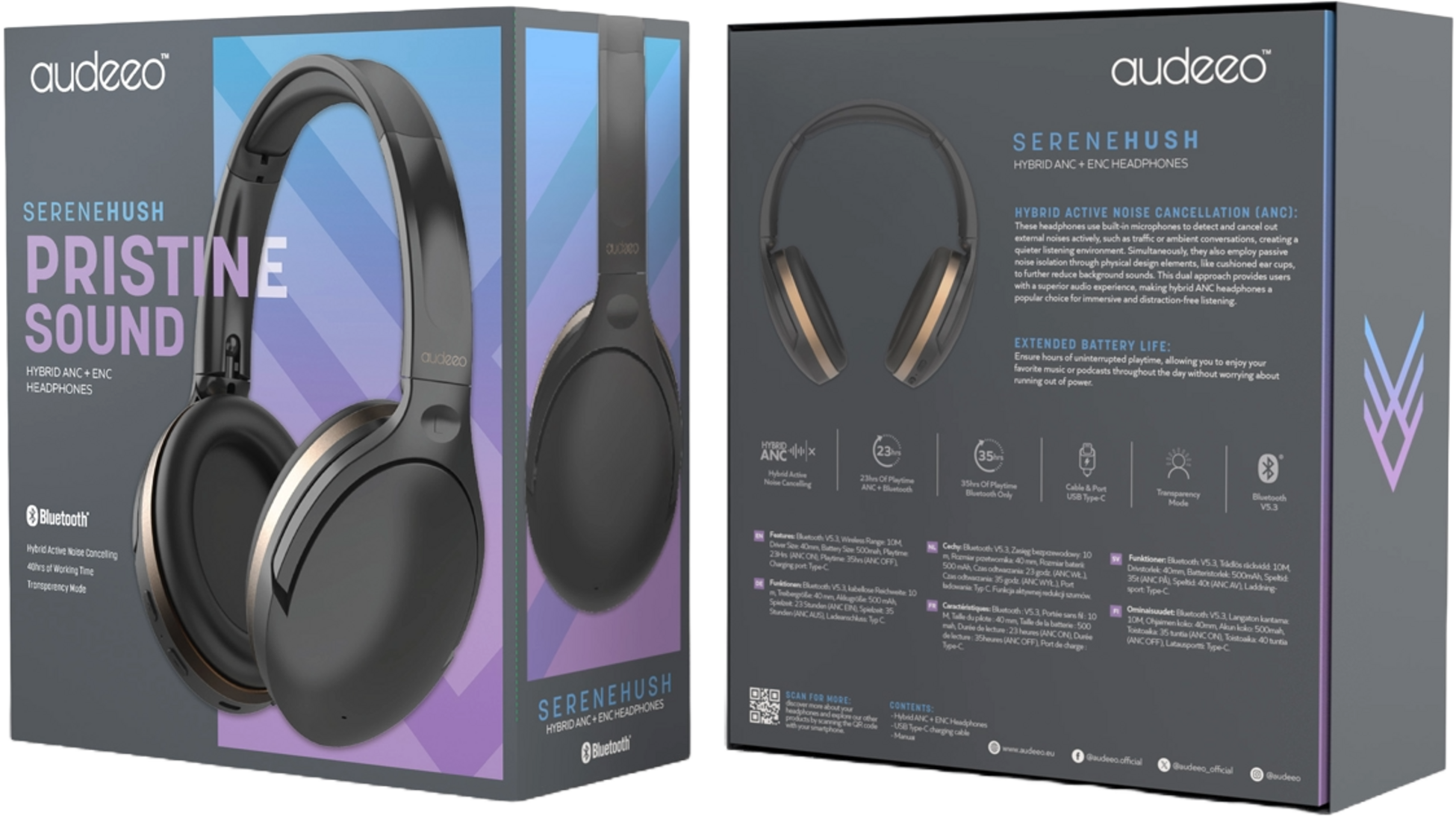 AUDEEO, Serenehush Hybrid Anc + Enc Headphones