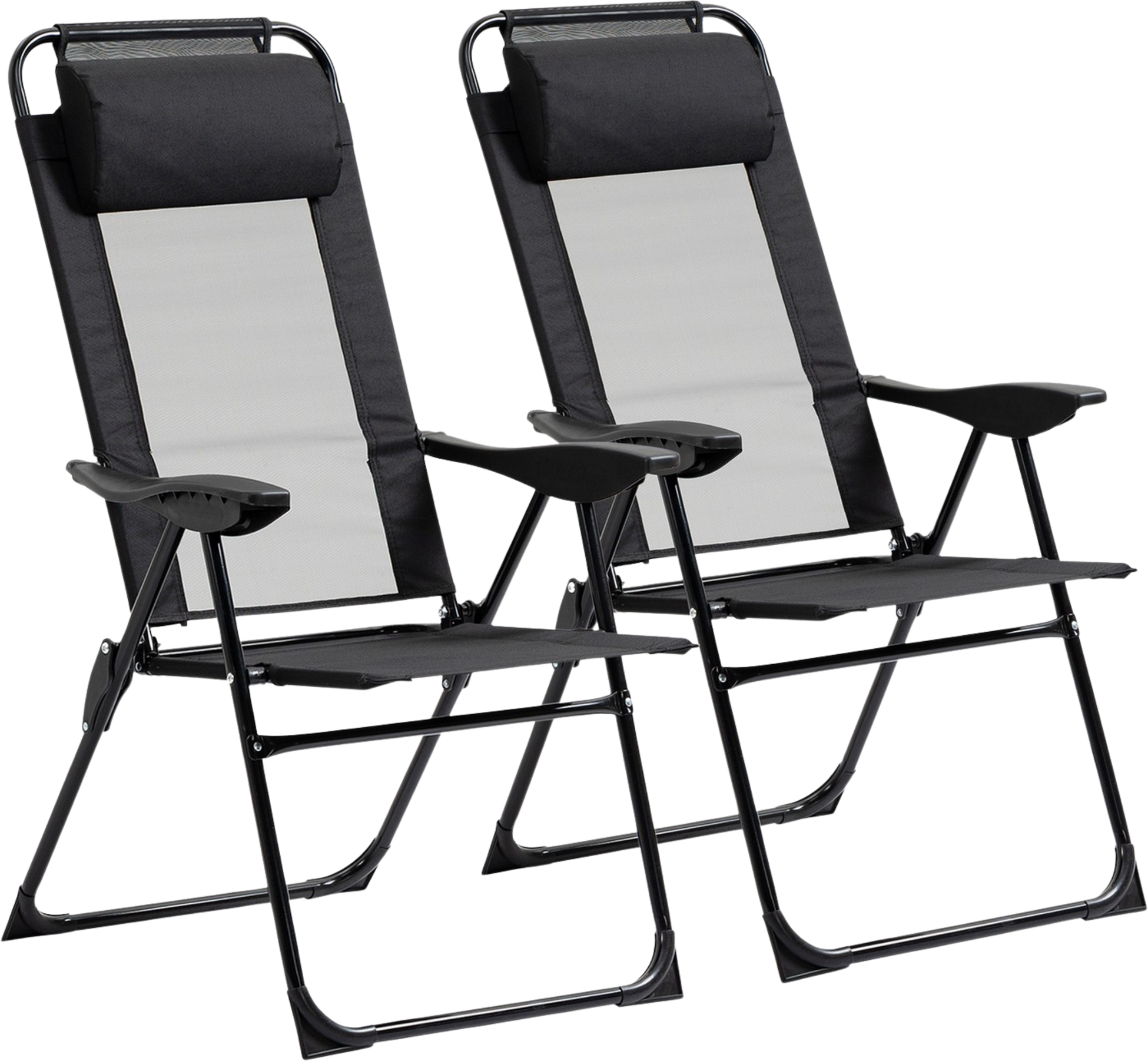 NORTHIX, Set Of 2 Folding Garden Chairs With Adjustable Backrest And Armrest, Camping Chair With A Load Capac