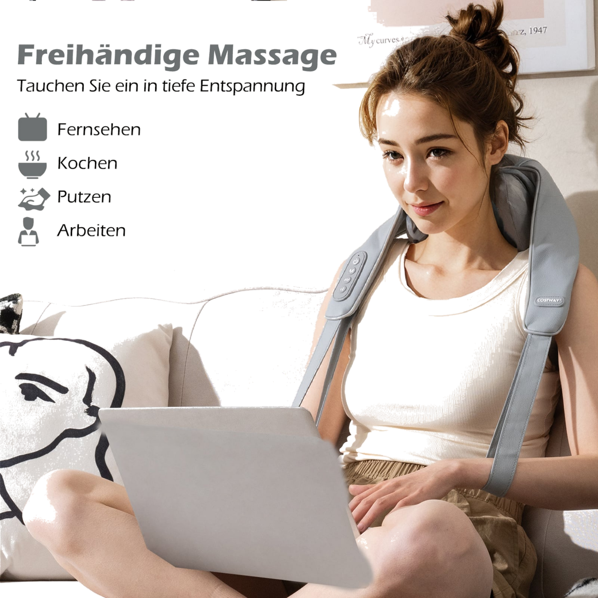 NORTHIX, Shiatsu Neck And Shoulder Massager, 4d Deep Tissue, Wireless