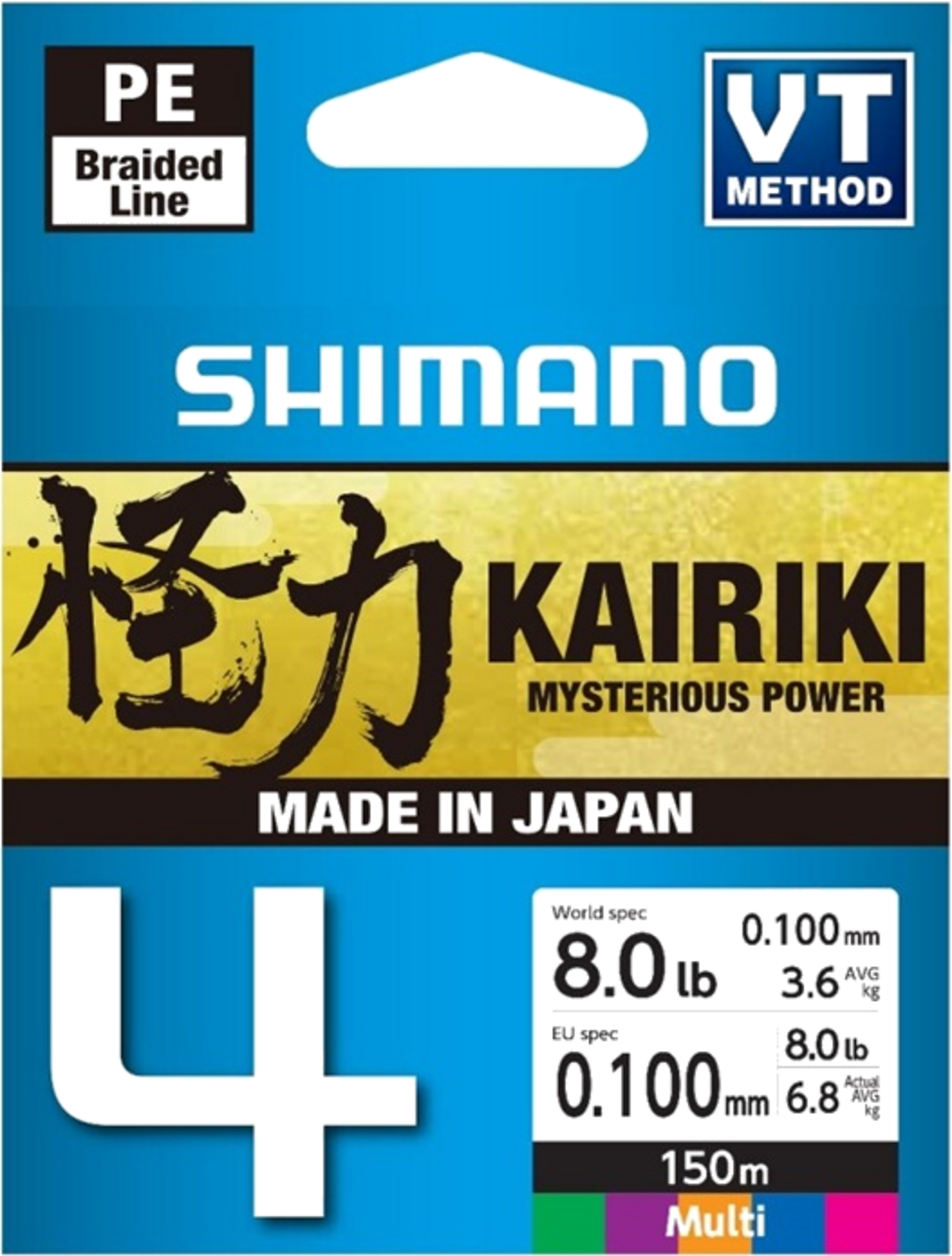 SHIMANO, Shimano Line Kairiki 4 150m 0.10mm 6.8kg Multi Color