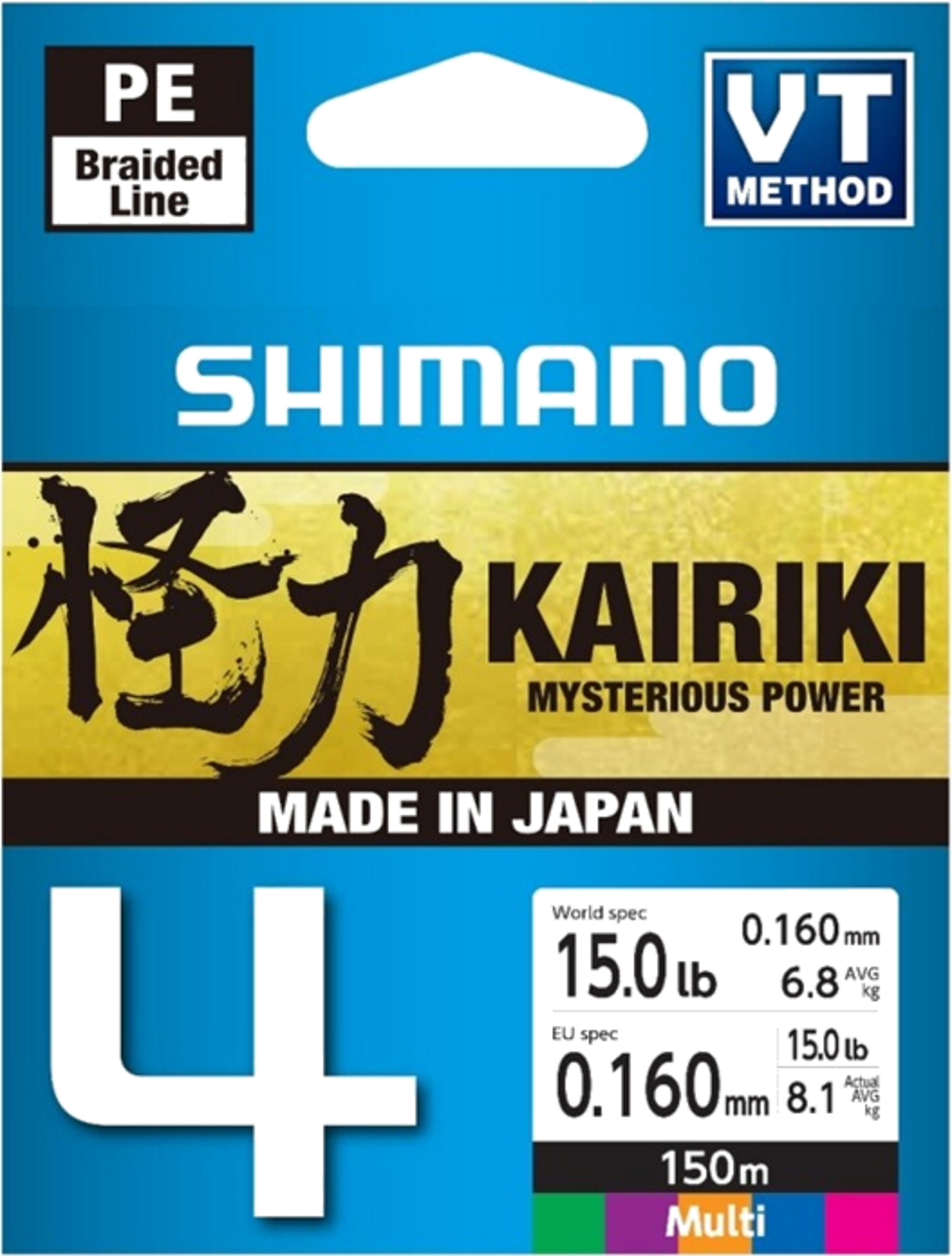 SHIMANO, Shimano Line Kairiki 4 150m 0.16mm 8.1kg Multi Color