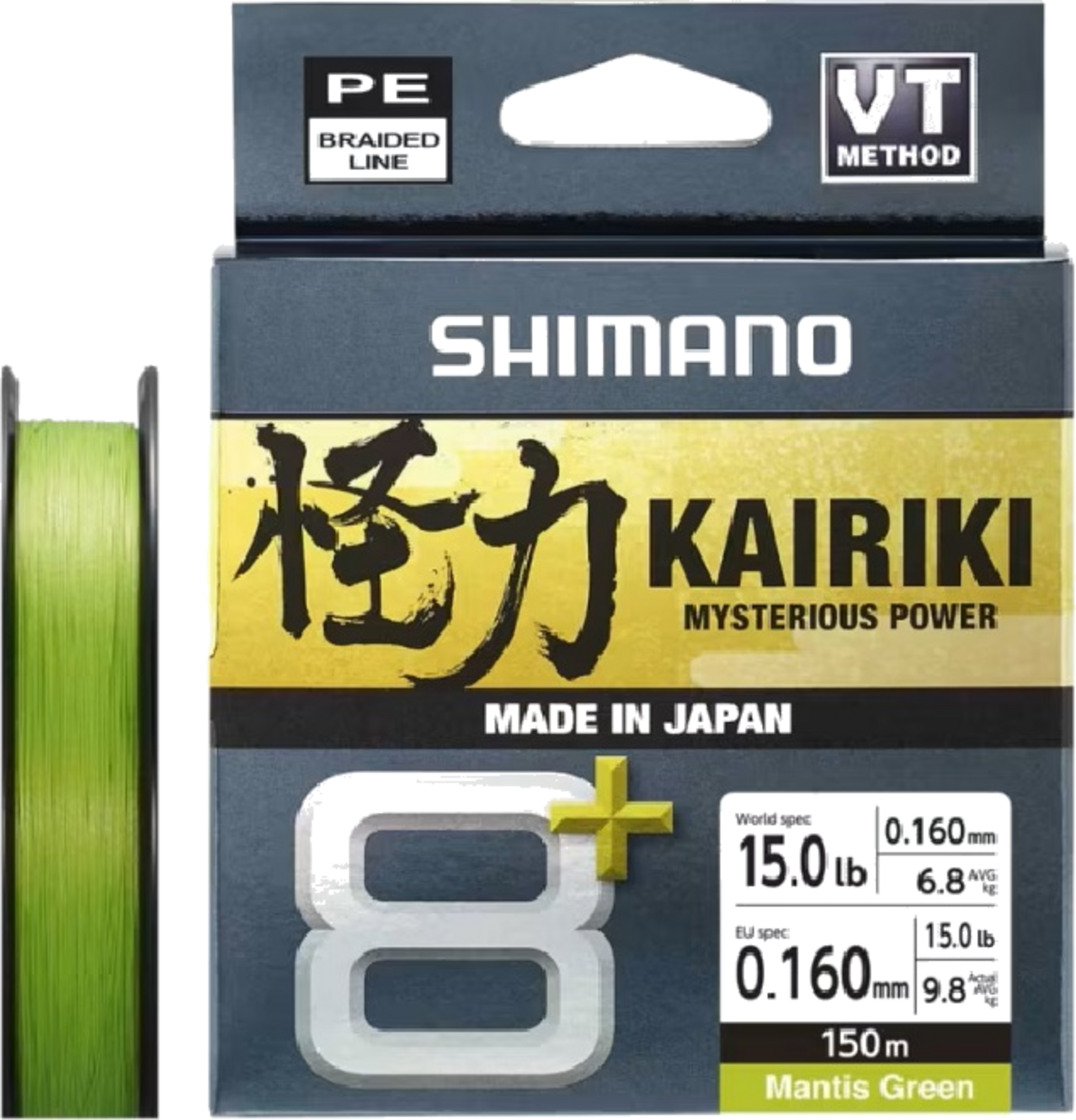 SHIMANO, Shimano Line Kairiki 8+ 150m 0.16mm 9.8kg M Green