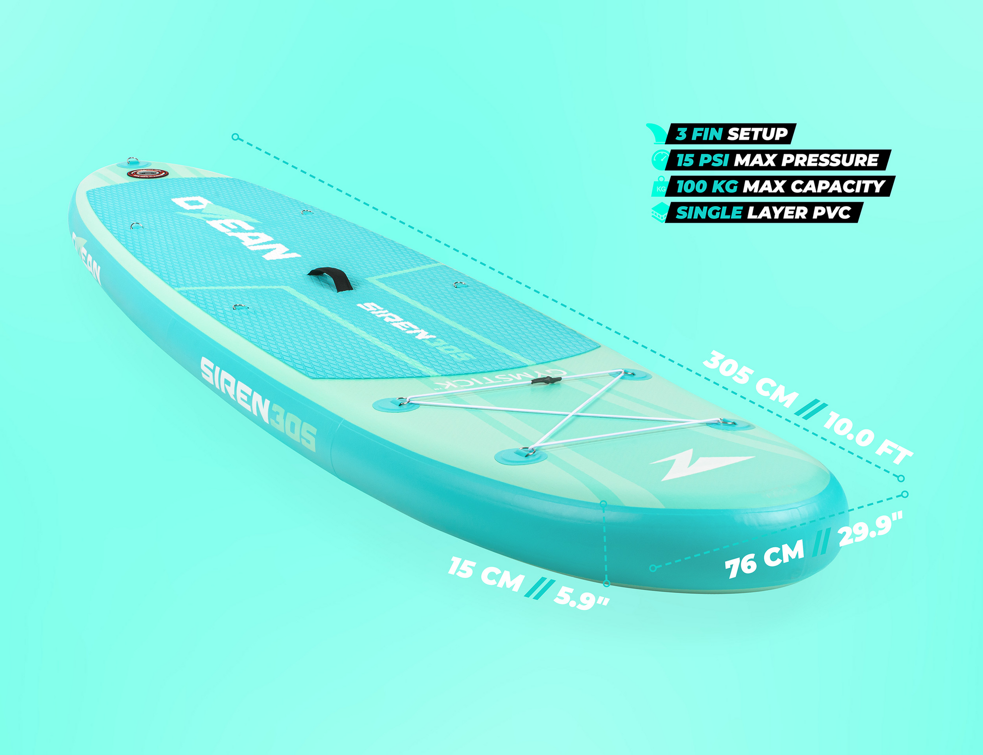 GYMSTICK, Siren 305, 305*76*15cm, Light Green