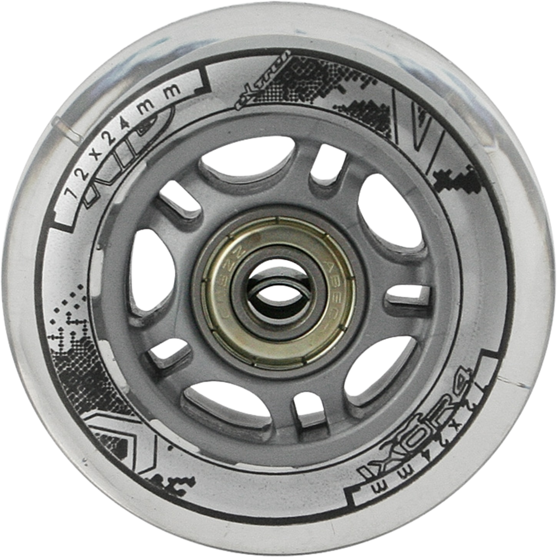 NORTHIX, Skateboard Wheels 72x24 82a, Transparent, Abec-7 Bearings Set