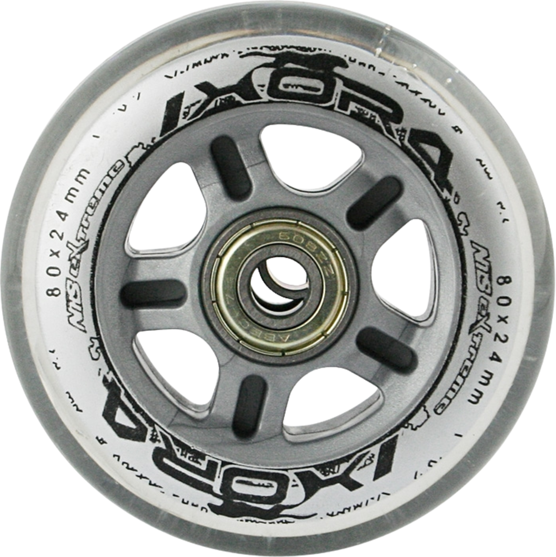 NORTHIX, Skateboard Wheels 80x24mm, Transparent, Abec-7 Bearings Set