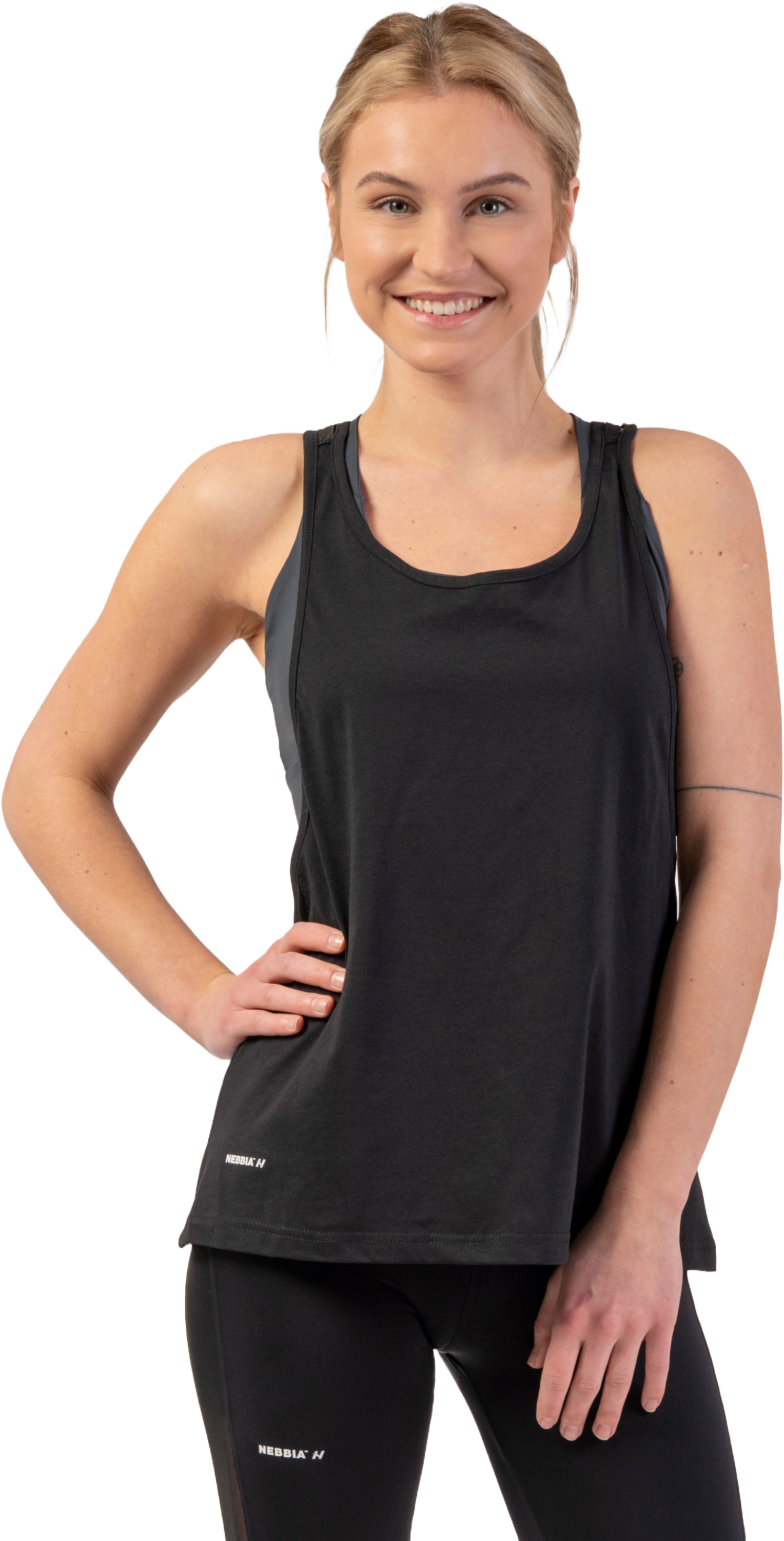 NEBBIA, Sleeveless Loose Cross Back Tank Top "feeling Good"
