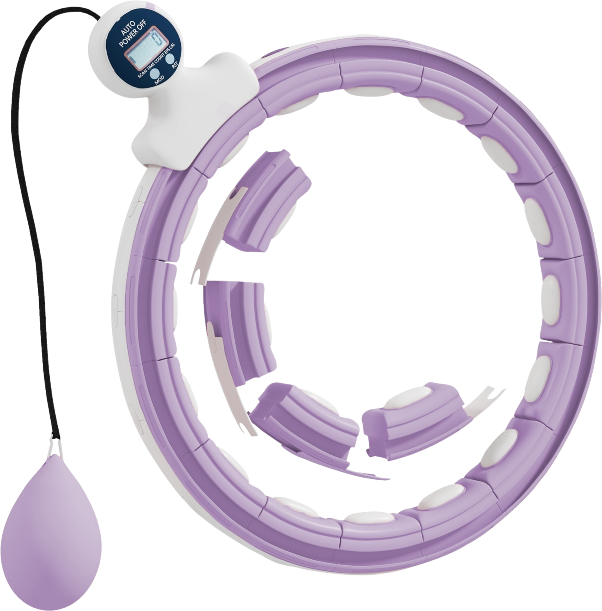 NORTHIX, Smart Hula Hoop Adults With Weight Ball Counter 16 Knots (76-113cm) Adjustable Fitness Quiet Slimmin